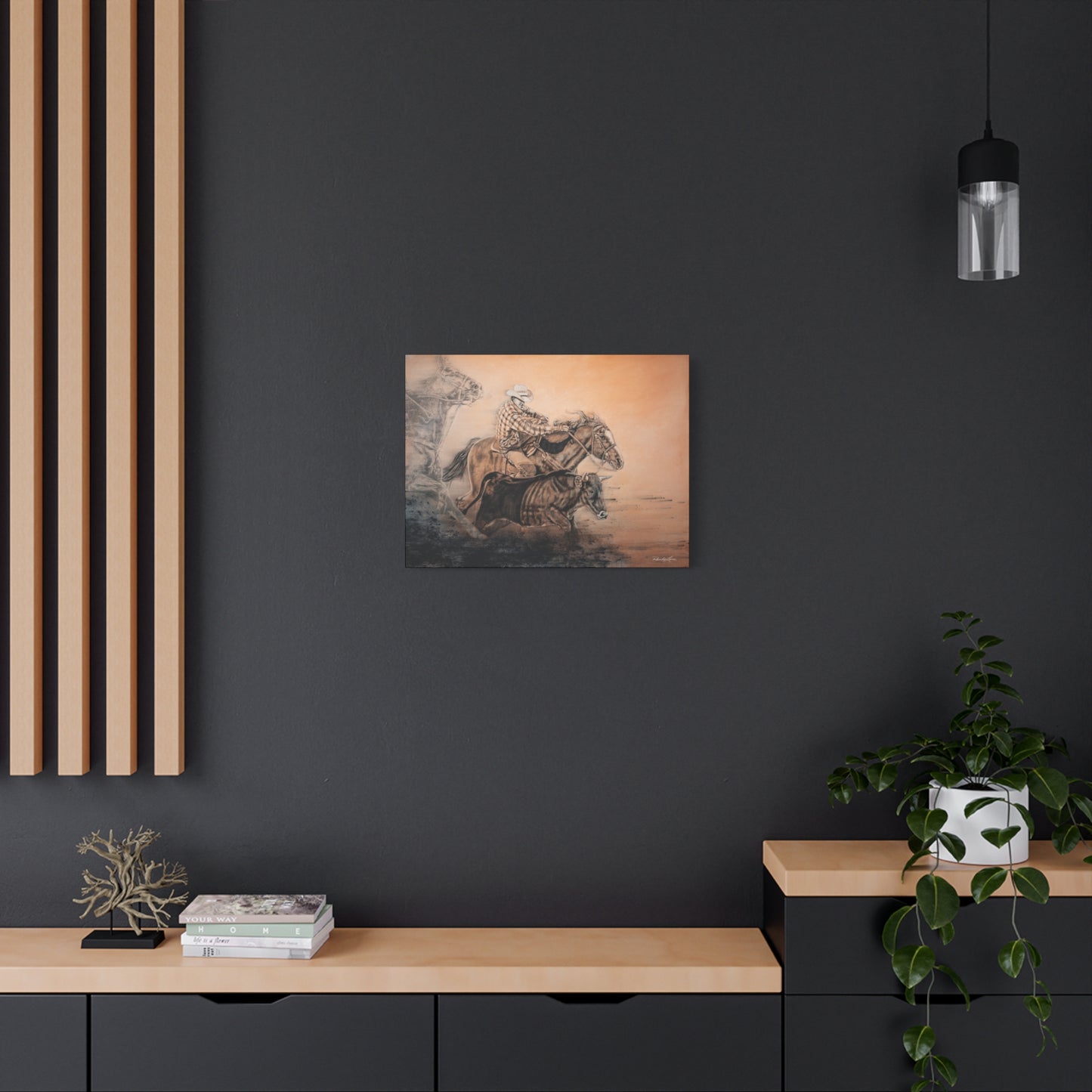 Get Some. Bulldogging Art Stretched Matte Canvas Print