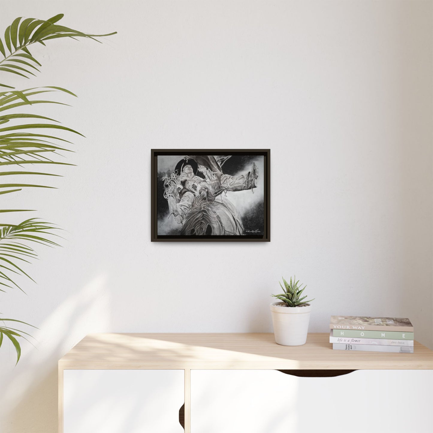 Battle Tested, Rodeo Bareback Rider Painting, Framed Matte Canvas Print