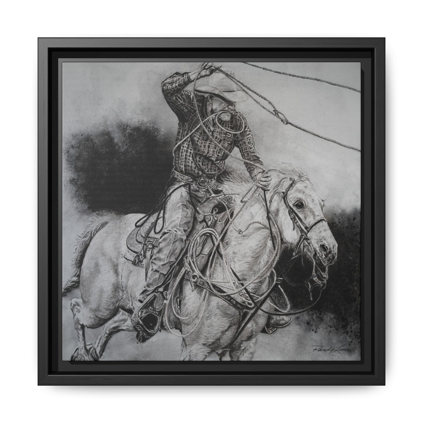Let it Fly, Rodeo Tie-down Roper Painting, Matte Framed Stretched Canvas