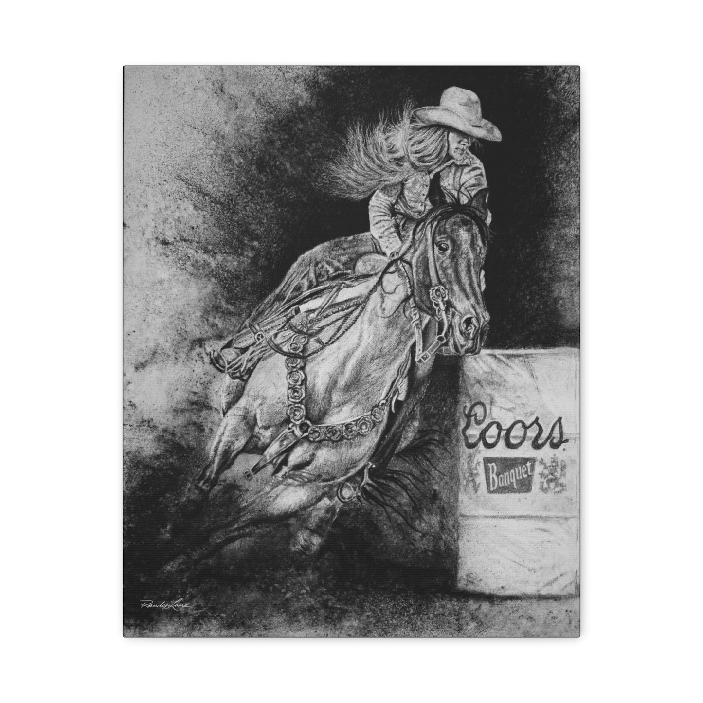 Sophie's Run. Rodeo Barrel Racer Art Stretched Canvas