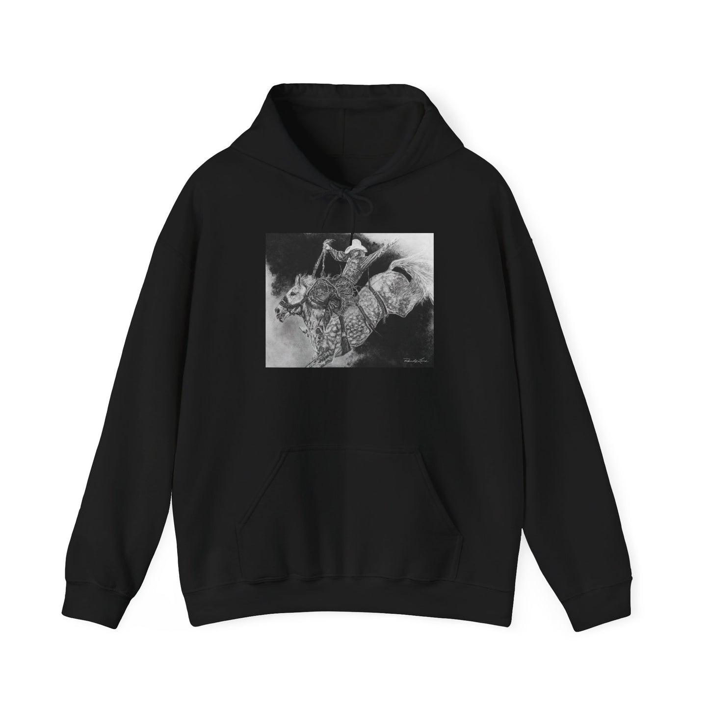 Big Grey, Rodeo Bareback Bronc Painting Hoodie Sweatshirt