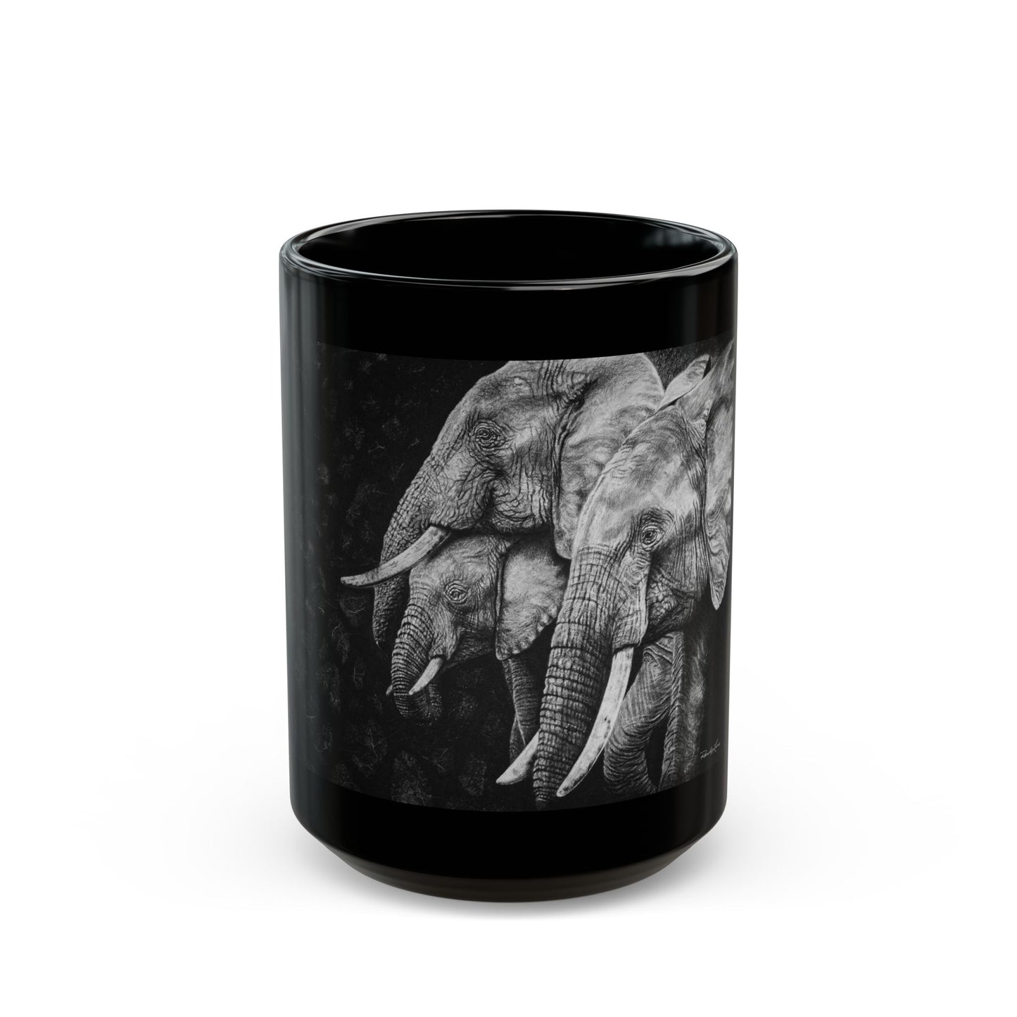 Brushland Bond. Elephant Art Black Mug