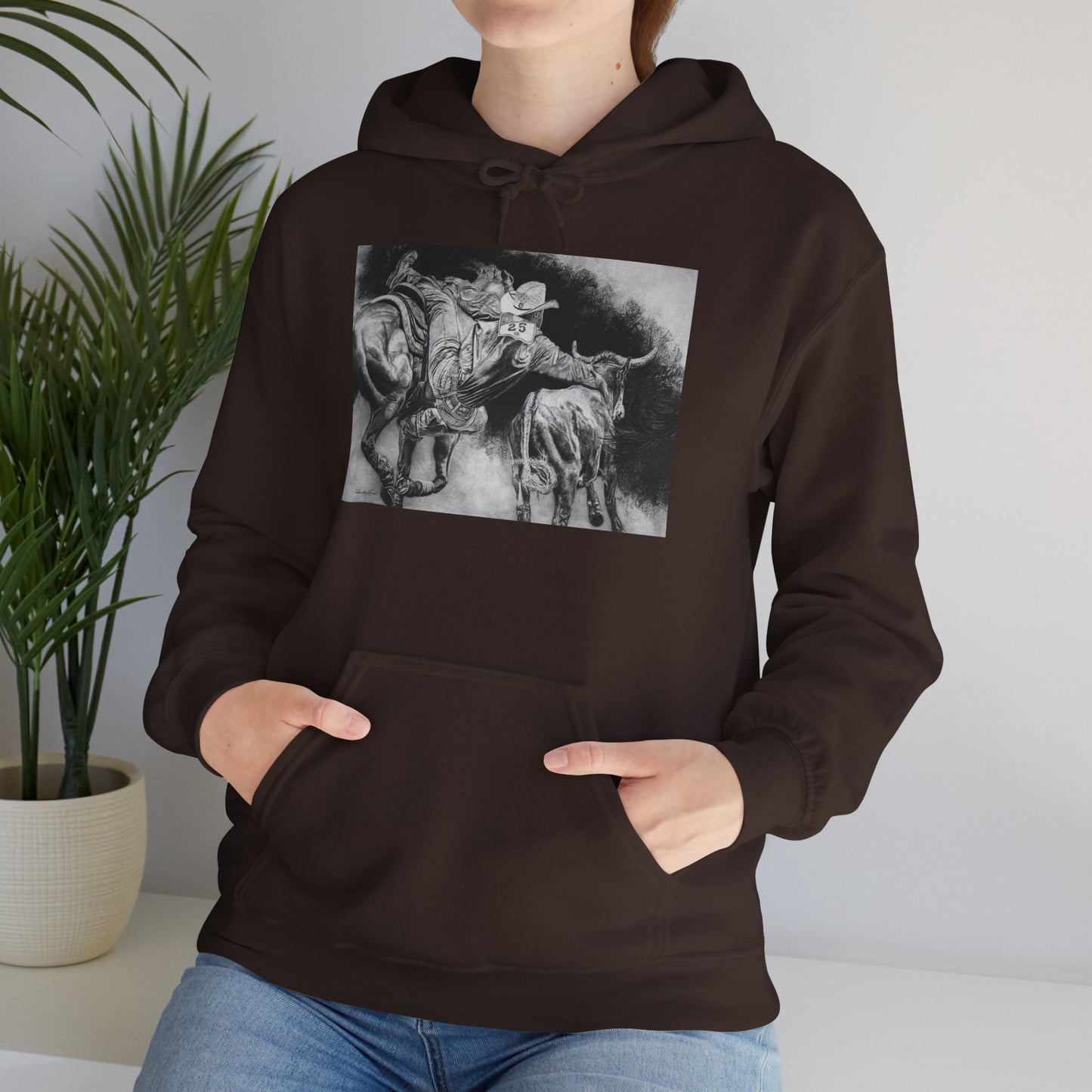 Contact. Cowboy Bulldogger Rodeo Art Unisex Heavy Blend Hoodie