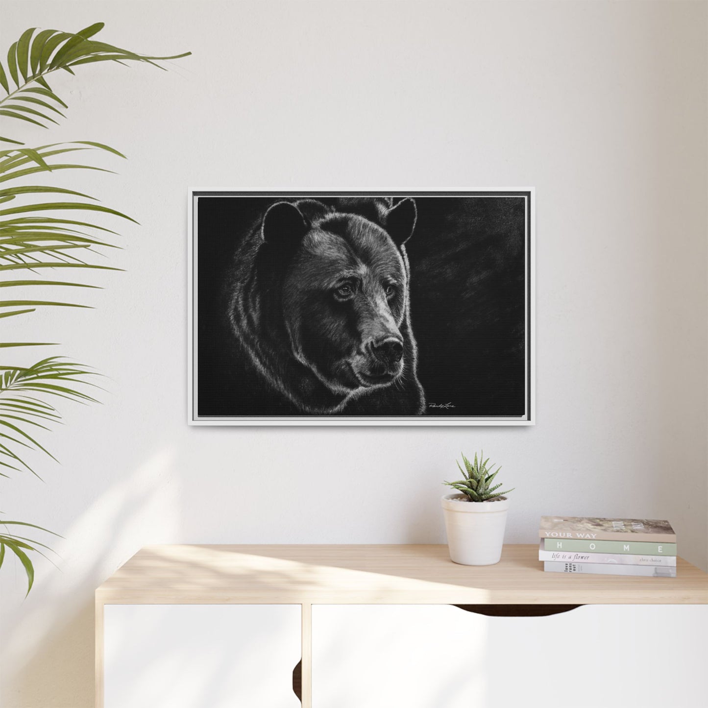 Dominance, Bear Portrait Stretched Framed Matte Canvas Print