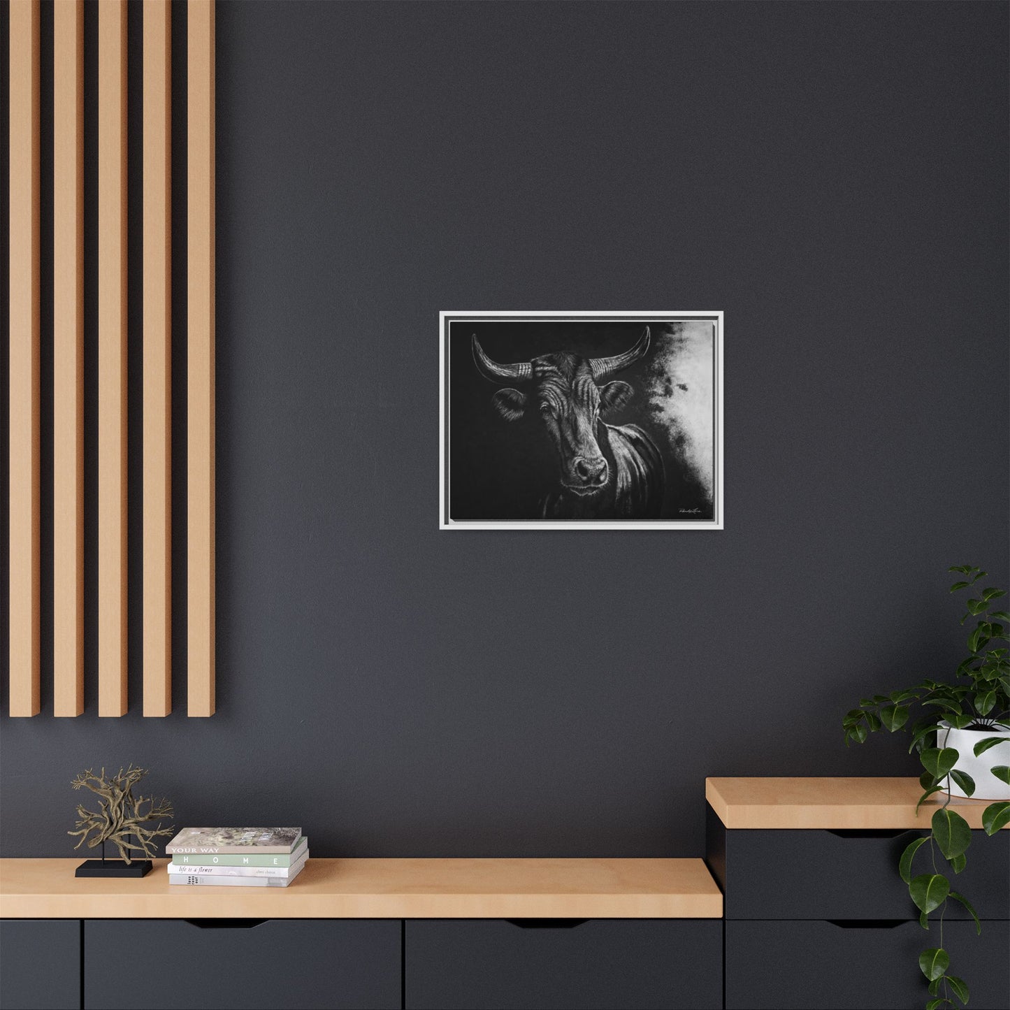 Stonebreaker. Bucking Bull Framed Stretch Matte Canvas Print