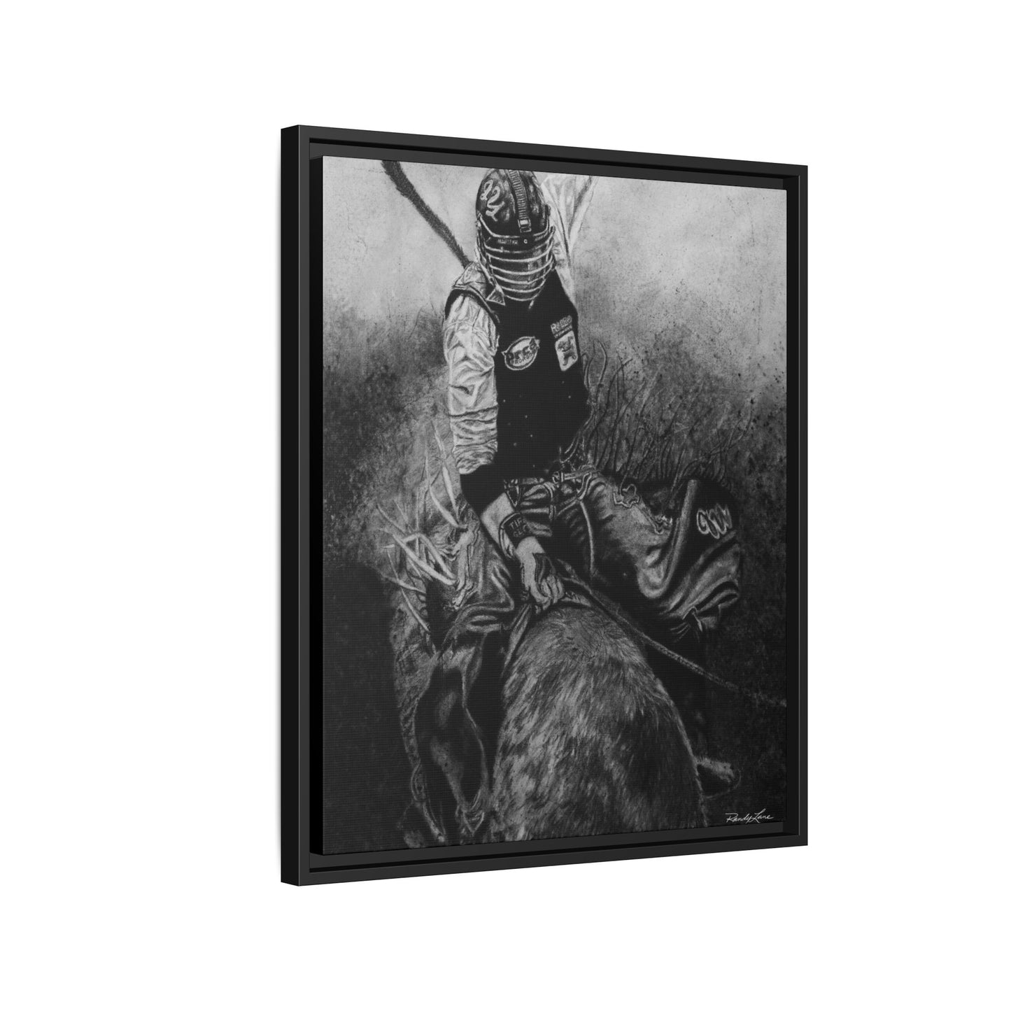 Gettin Frosty. Bull Rider Framed Stretched Matte Canvas Print