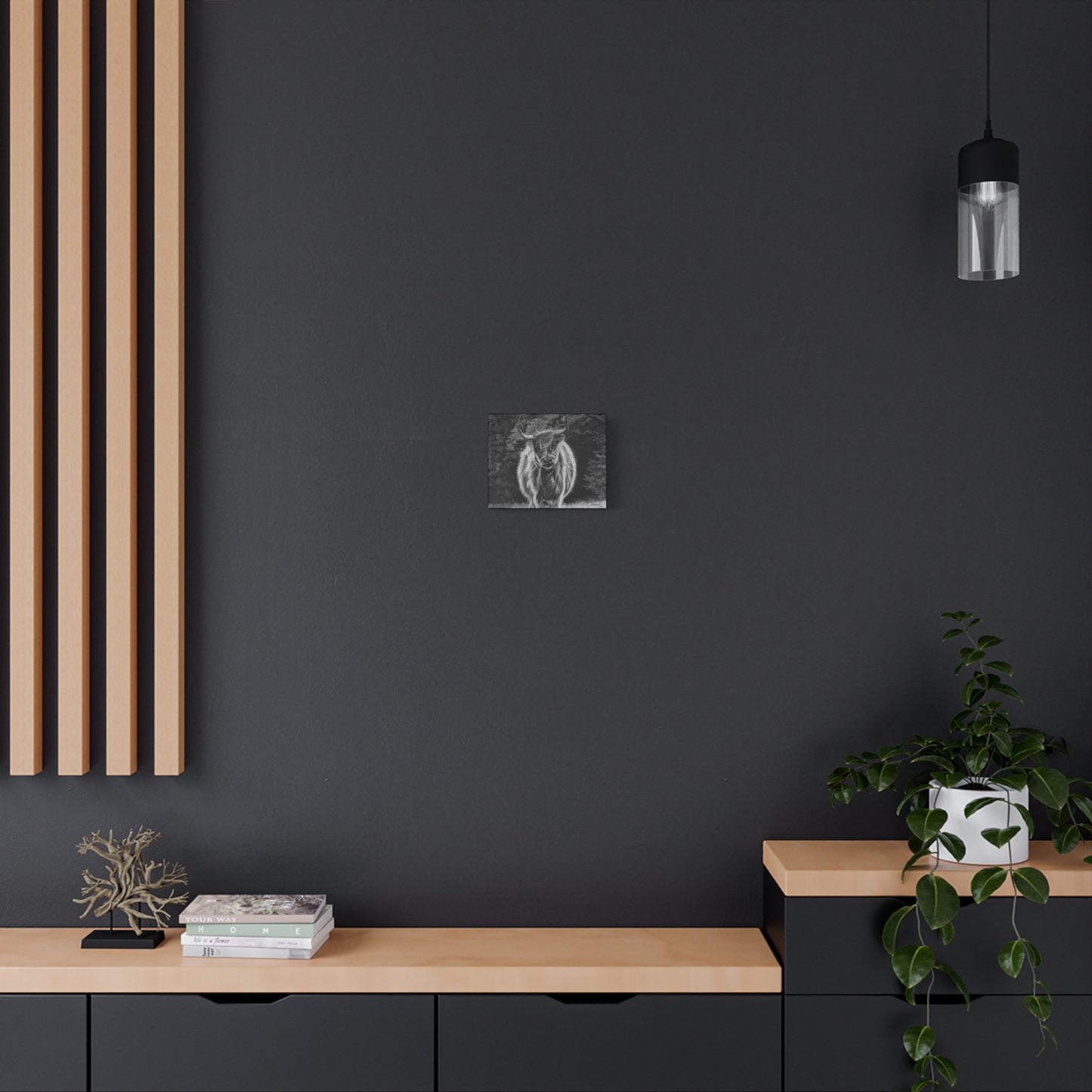 Ragamuffin. Highland Cow Stretched Matte Canvas Wall Art