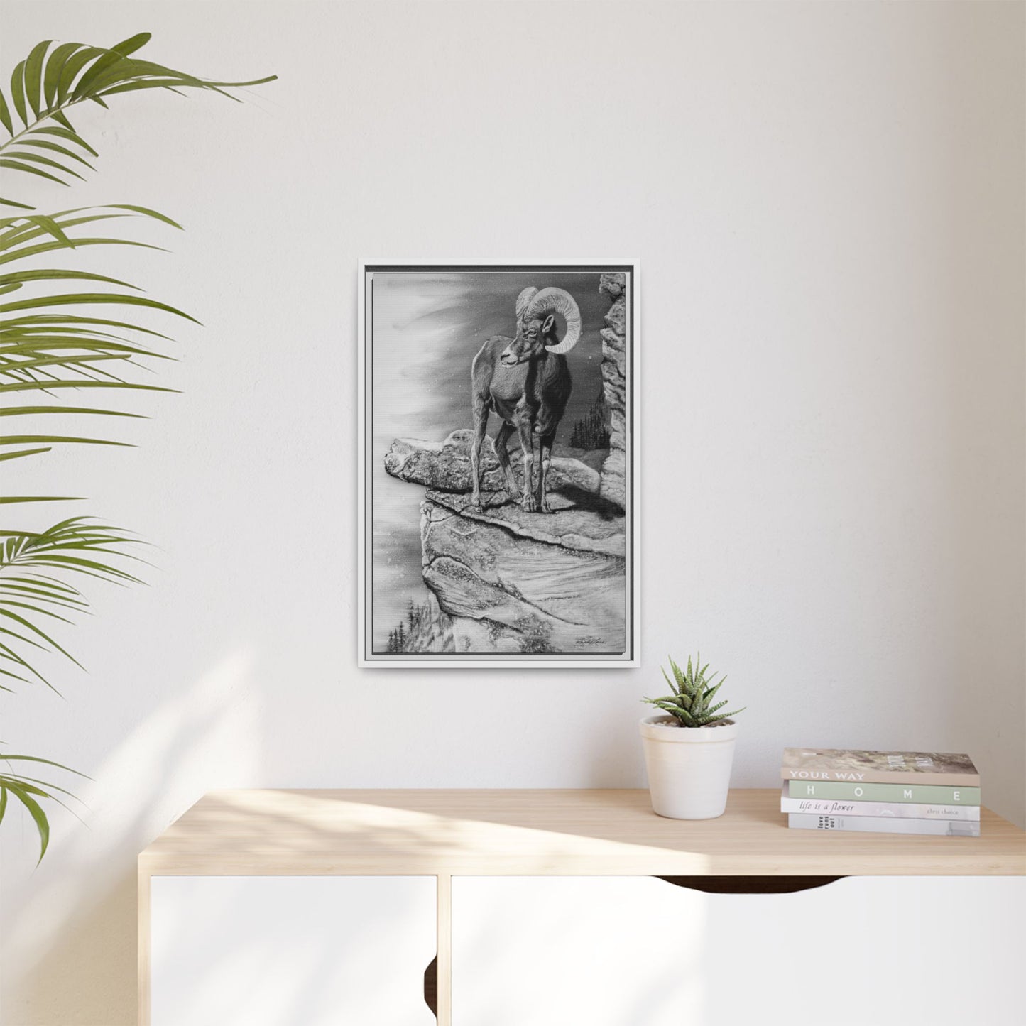 Legendary, Bighorn Sheep Framed Matte Stretched Canvas