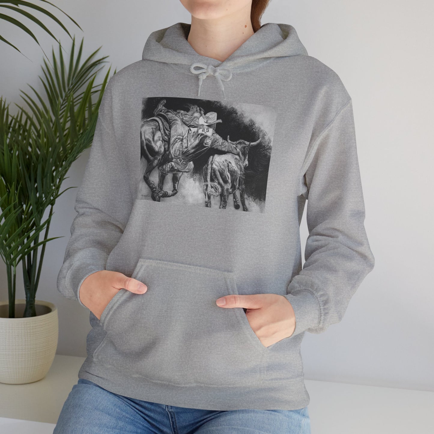 Contact. Cowboy Bulldogger Rodeo Art Unisex Heavy Blend Hoodie
