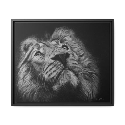 Renown, Framed Lion Canvas Art Print