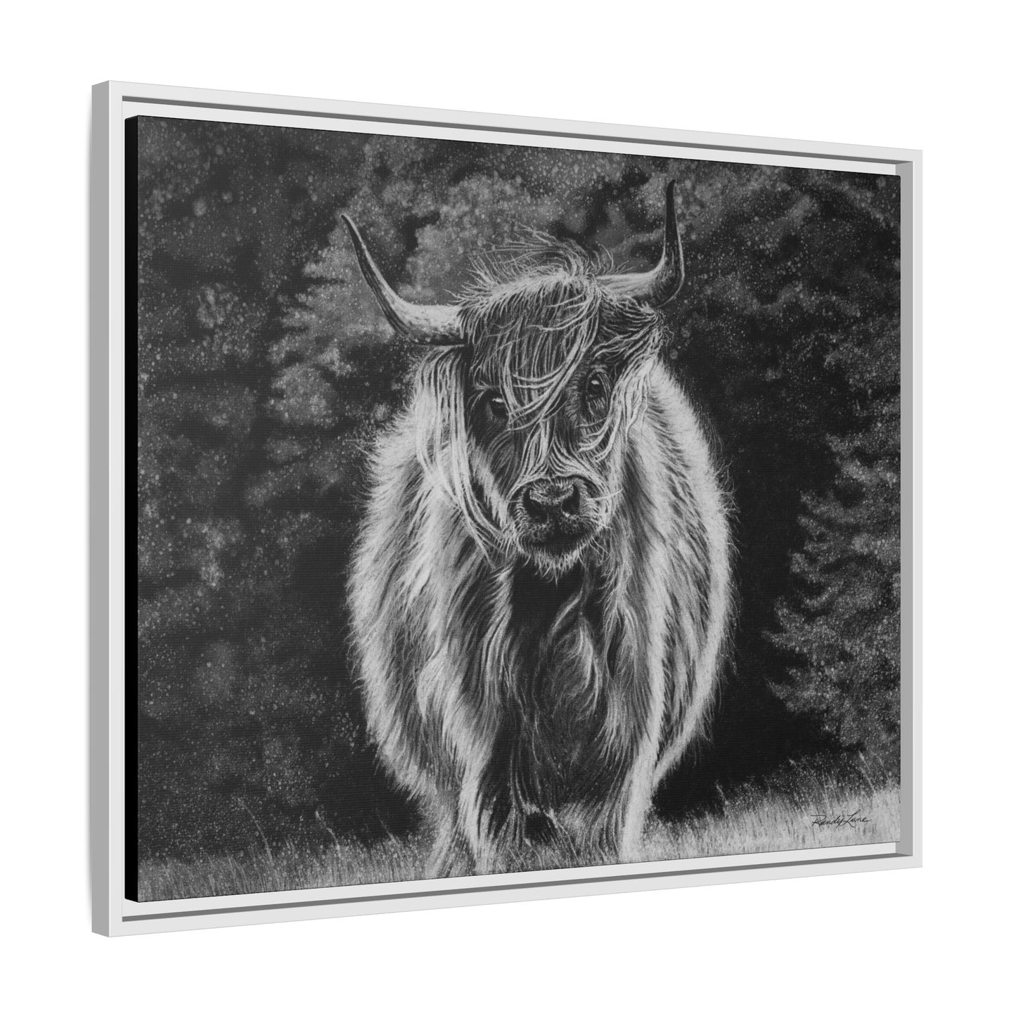 Ragamuffin. Highland Cow Framed Stretched Matte Canvas Print