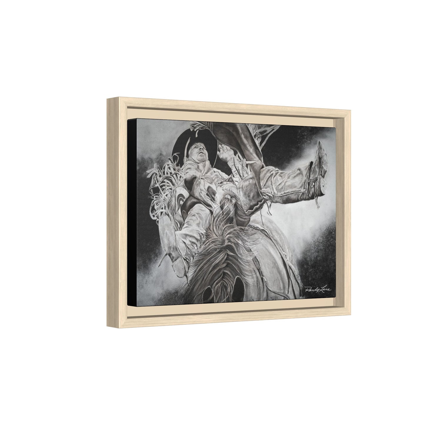 Battle Tested, Rodeo Bareback Rider Painting, Framed Matte Canvas Print