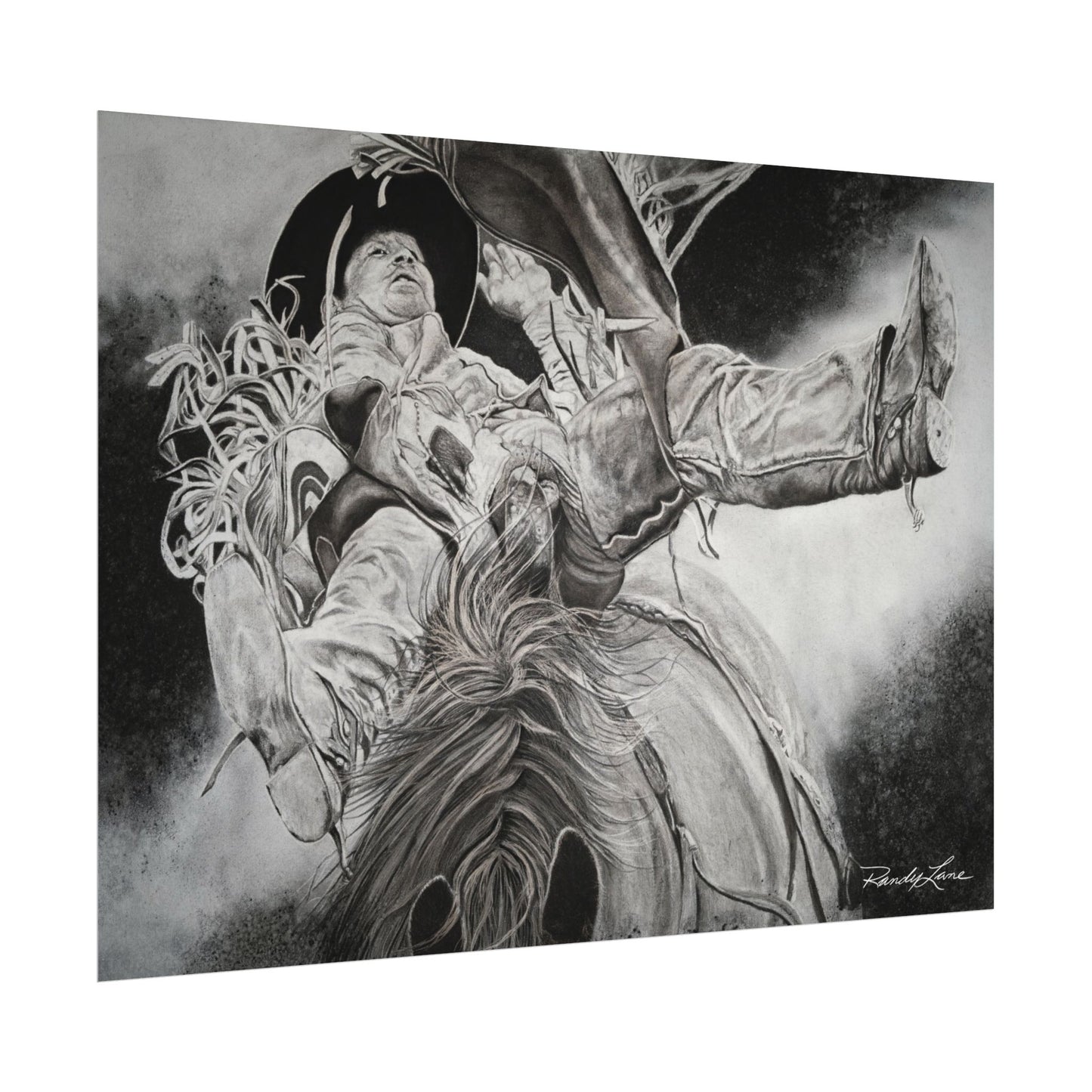 Battle Tested, Rodeo Bareback Rider Painting, Textured Matte Print