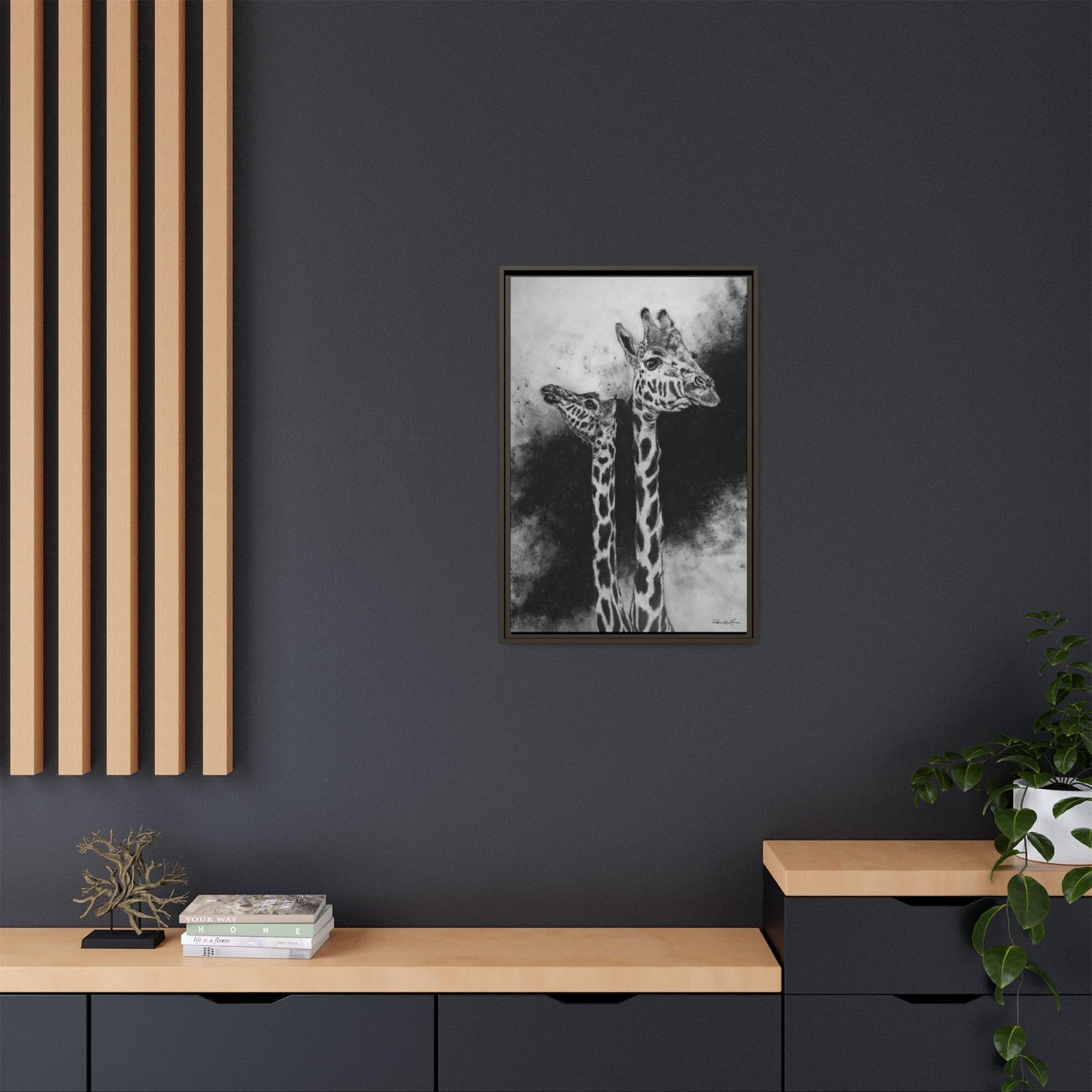 Grace in the Grasslands, Giraffe, Framed Matte Canvas Wall Decor