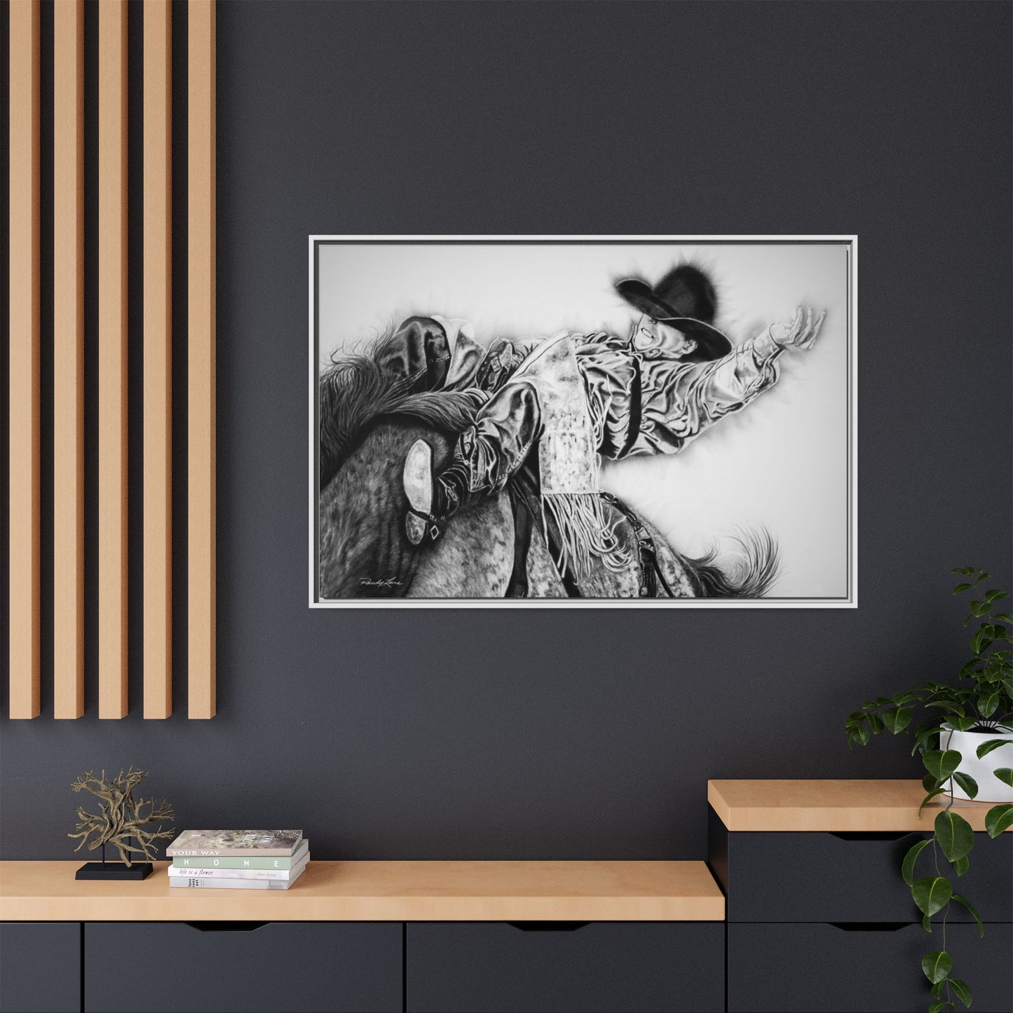 Go Time. Stretched Matte Canvas Framed Rodeo Art Print