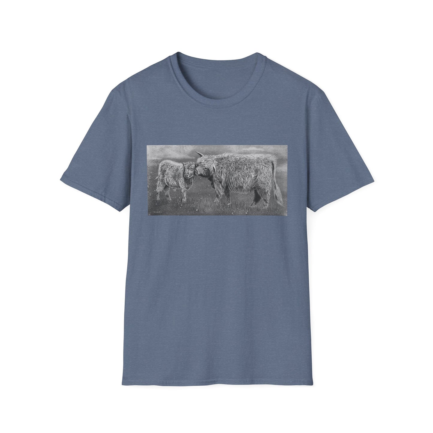 Highland Love, Highland Cow Print Unisex Softstyle T-Shirt