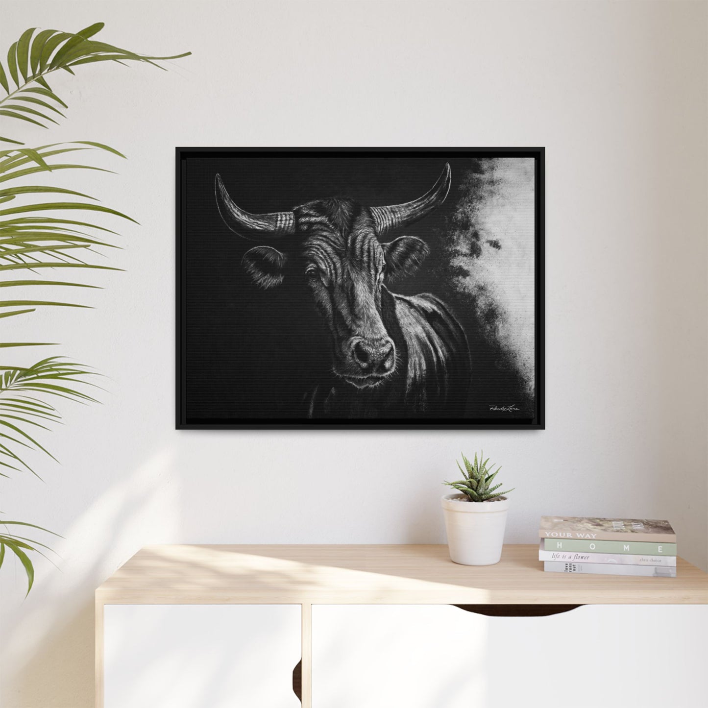 Stonebreaker. Bucking Bull Framed Stretch Matte Canvas Print