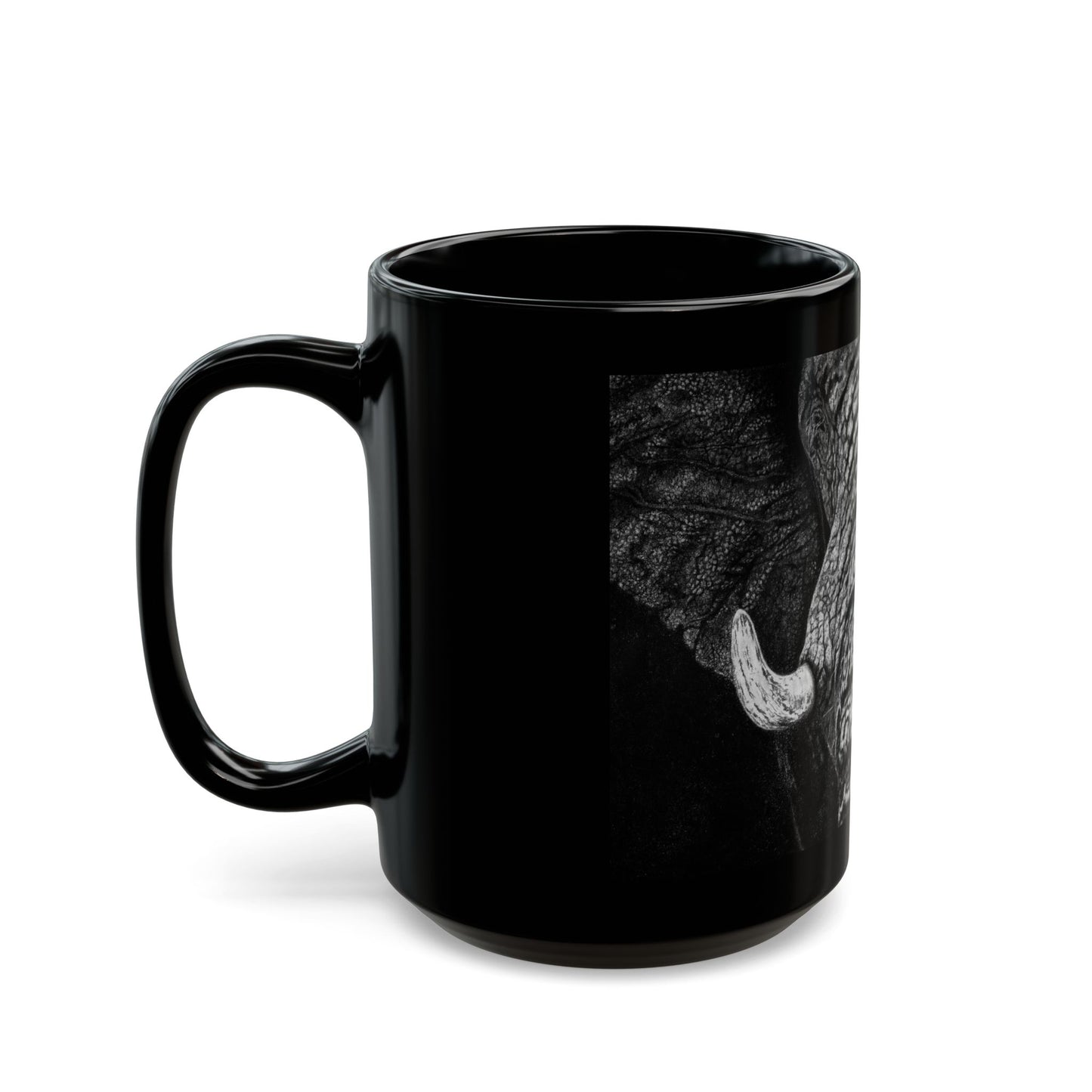 Ebony and Ivory, Elephant Art Black Mug