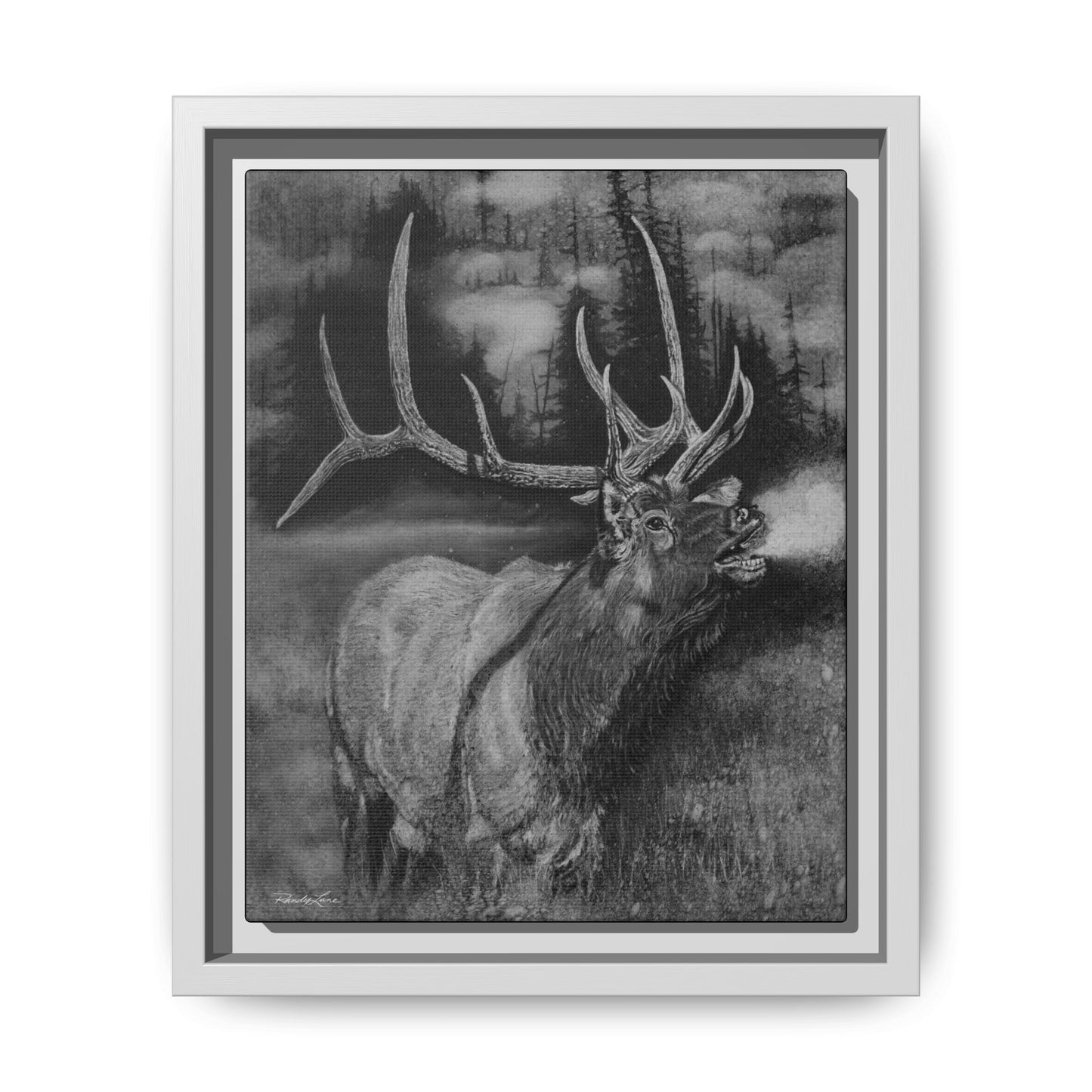 Mountain Music, Framed Elk Matte Canvas Print