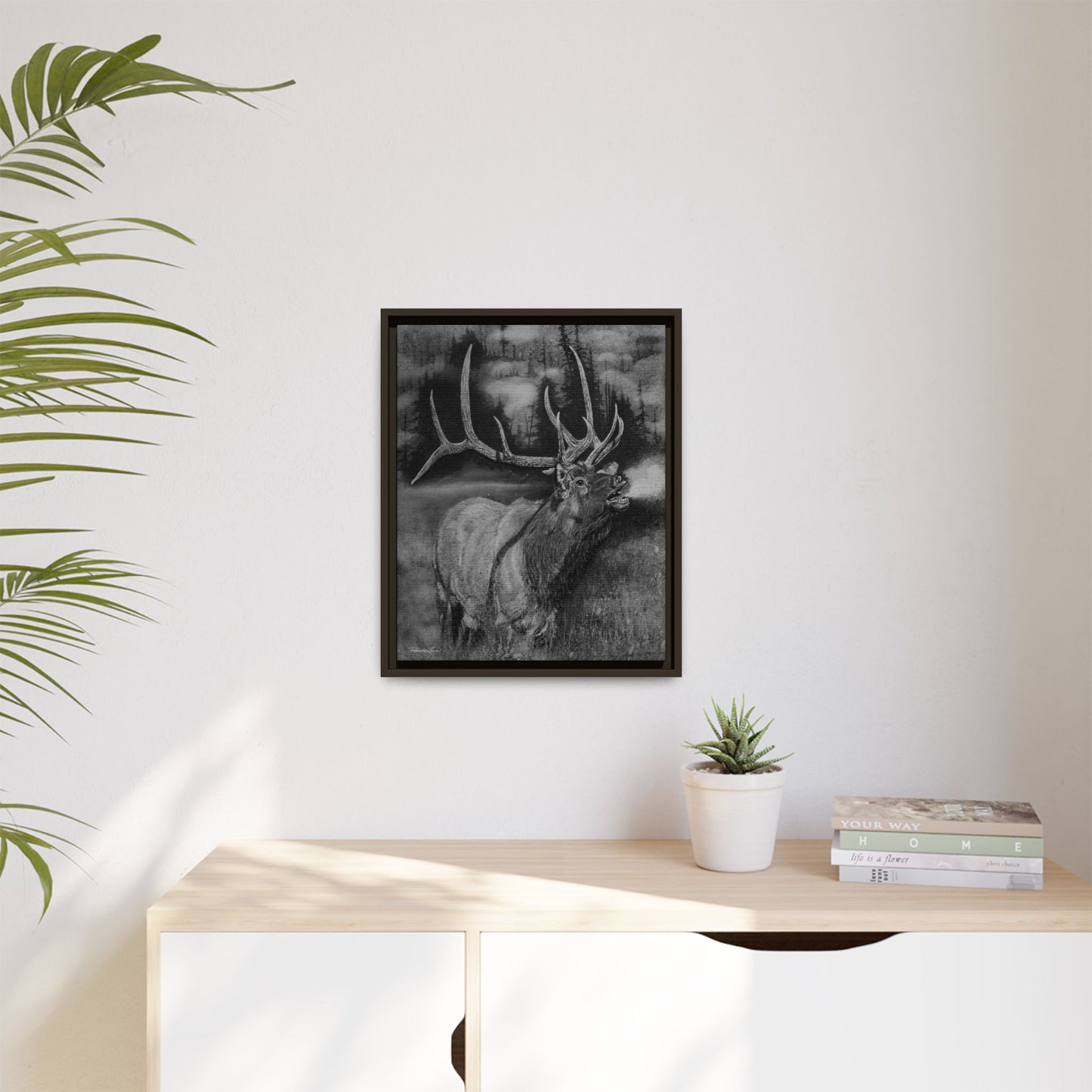 Mountain Music, Framed Elk Matte Canvas Print