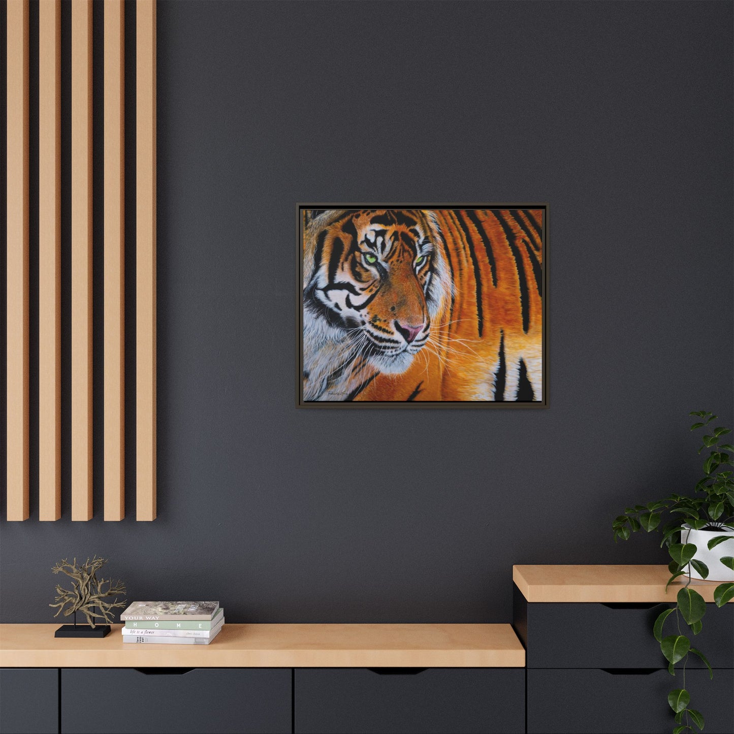 Tiger Stripe, Framed Tiger Canvas Print