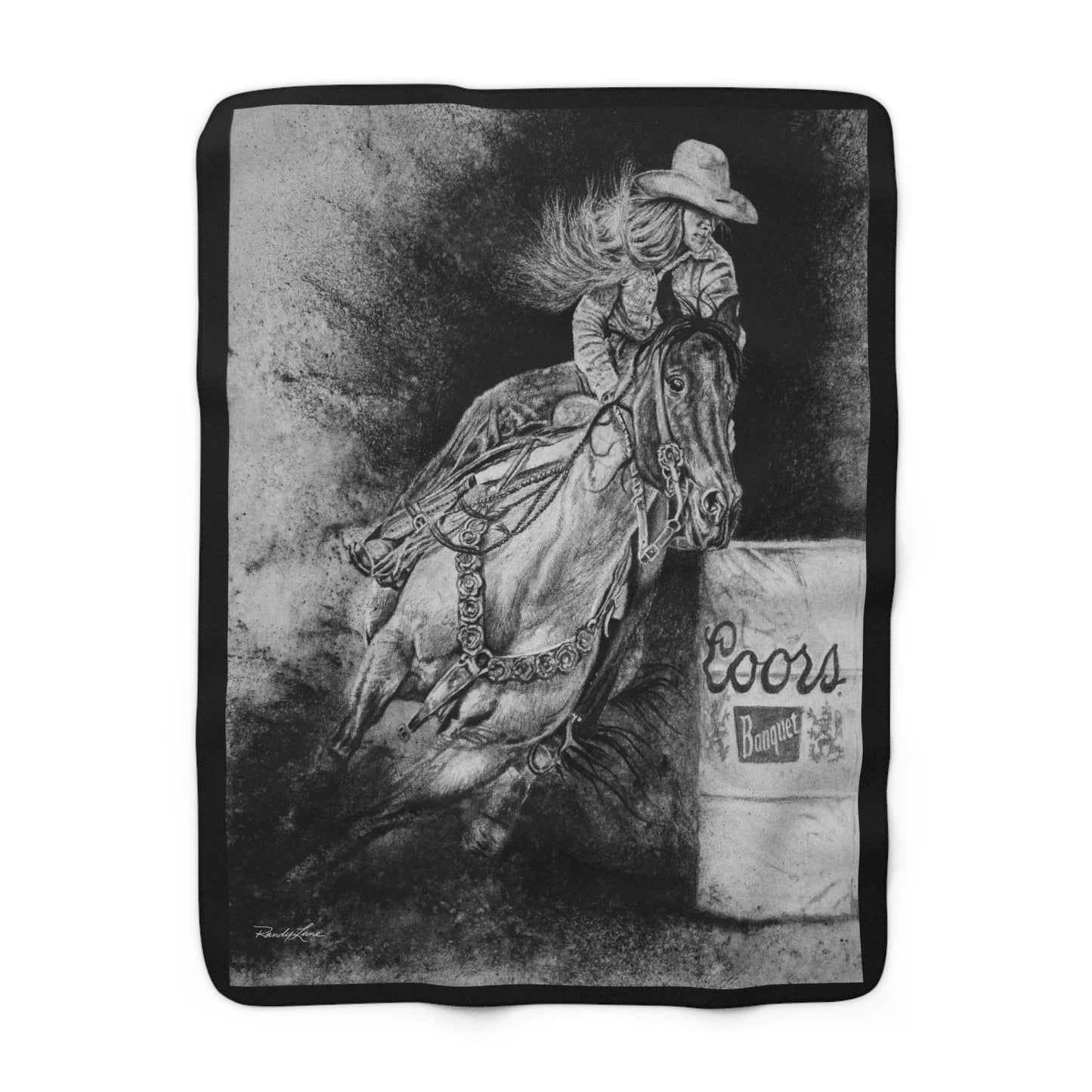 Sophie's Run. Rodeo Barrel Racer Sherpa Fleece Blanket