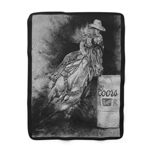 Sophie's Run. Rodeo Barrel Racer Sherpa Fleece Blanket