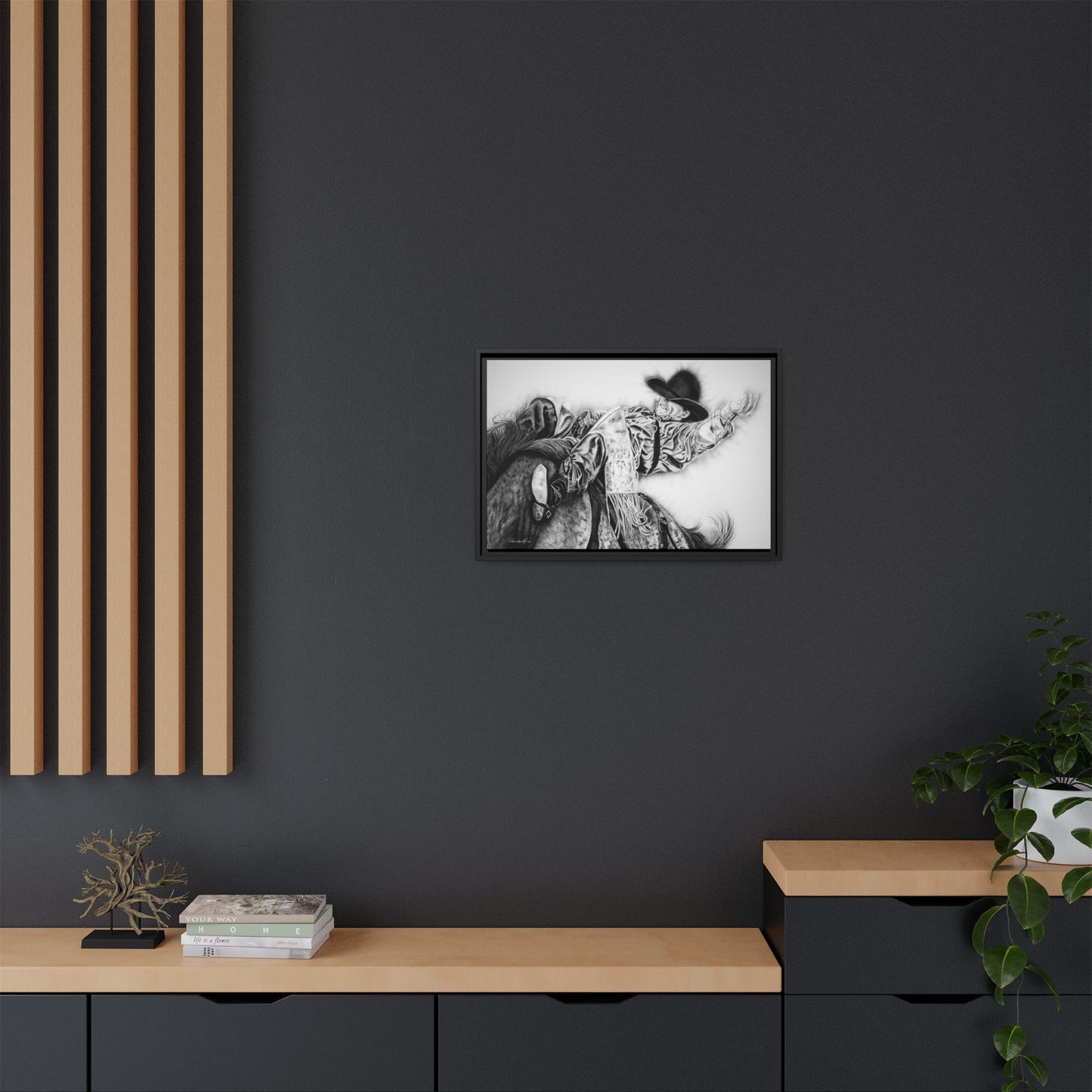 Go Time. Stretched Matte Canvas Framed Rodeo Art Print