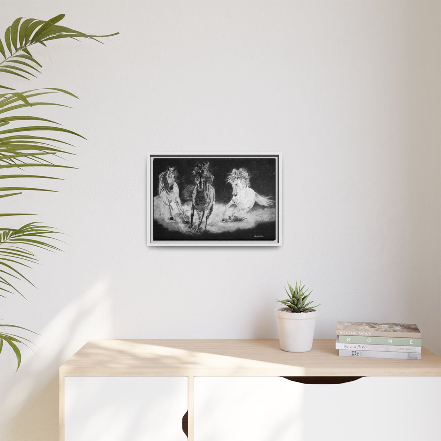 Midnight Run. Framed Stretched Matte Canvas Fine Art Horse Print