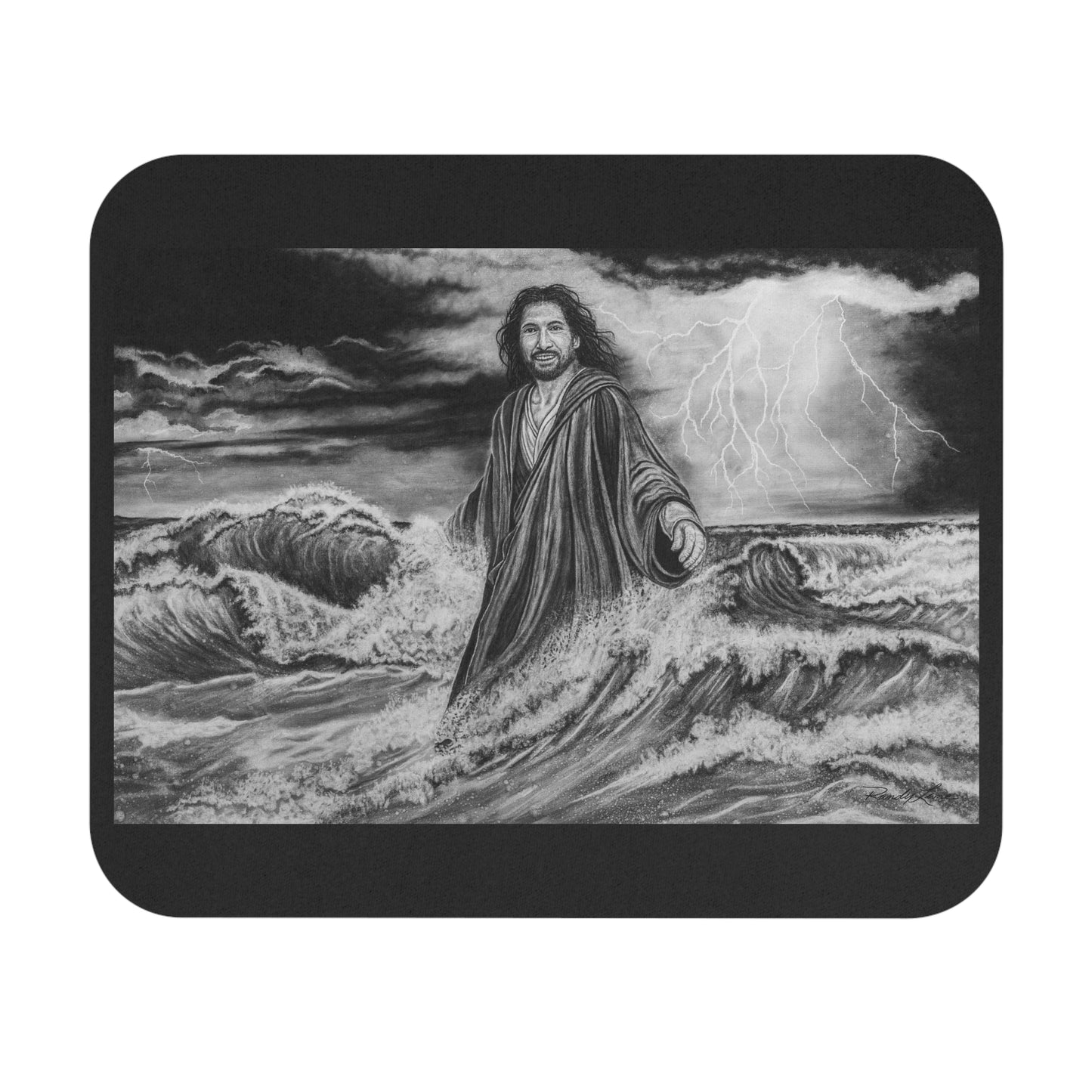 View from the Boat, Jesus Walking on Water Painting Mouse Pad — Christian Faith Desk Accessory