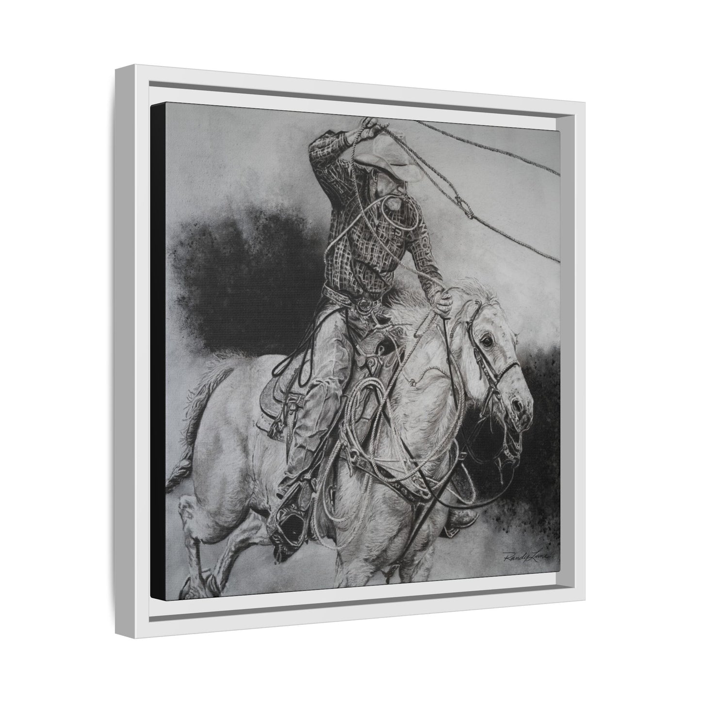 Let it Fly, Rodeo Tie-down Roper Painting, Matte Framed Stretched Canvas