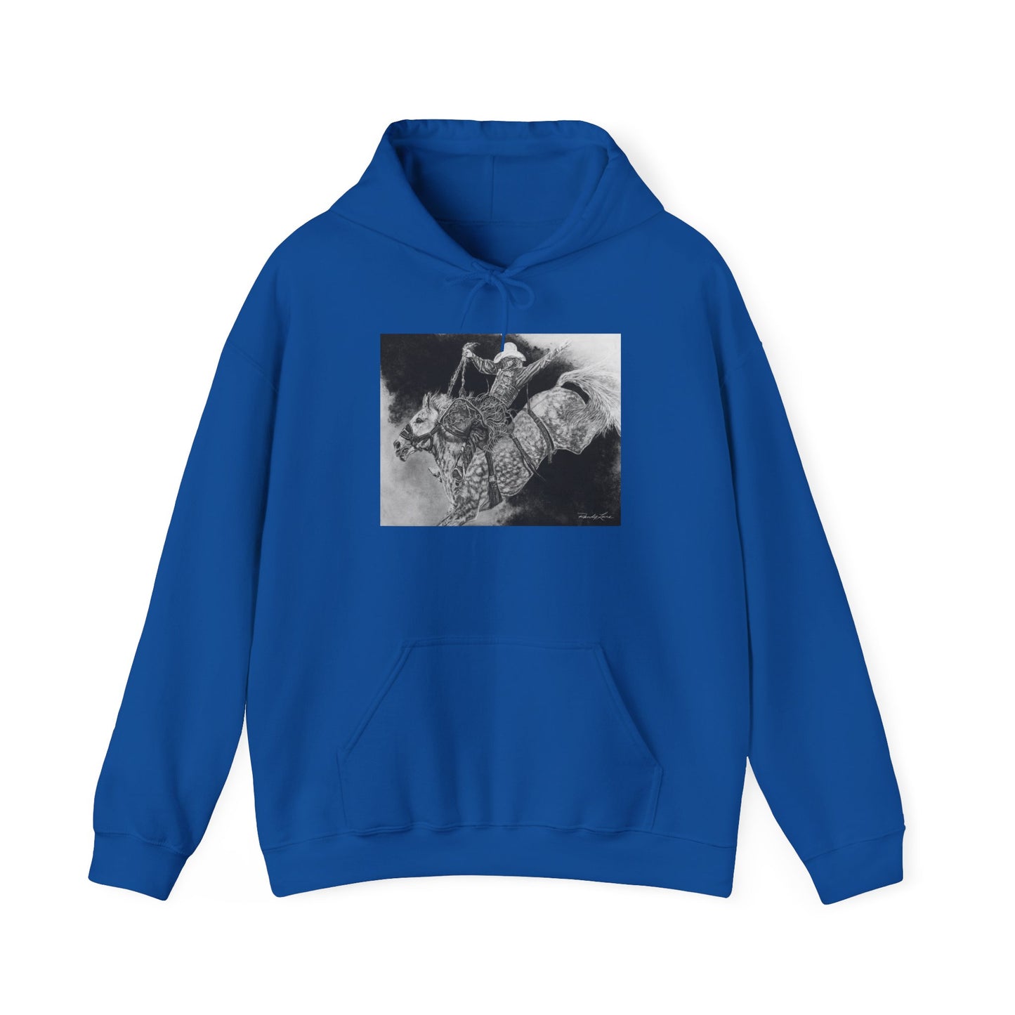 Big Grey, Rodeo Bareback Bronc Painting Hoodie Sweatshirt
