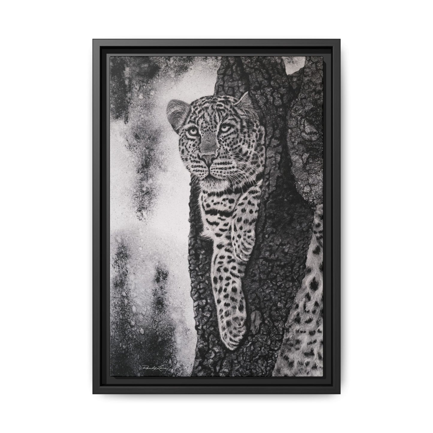 Tree Hugger, Leopard Framed Matte Canvas Wall Art