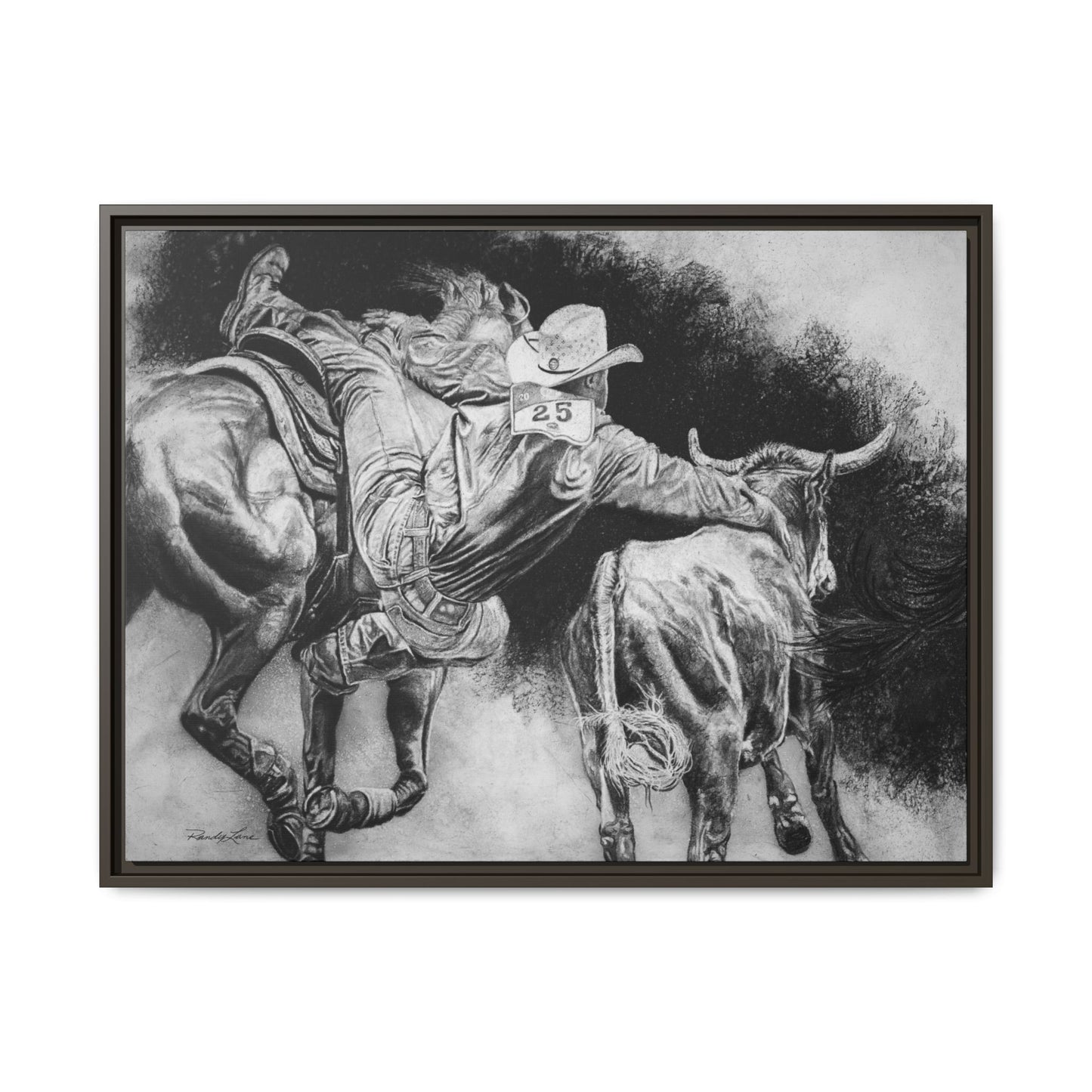 Contact. Cowboy Bulldogger Rodeo Art Framed Stretched Canvas Art