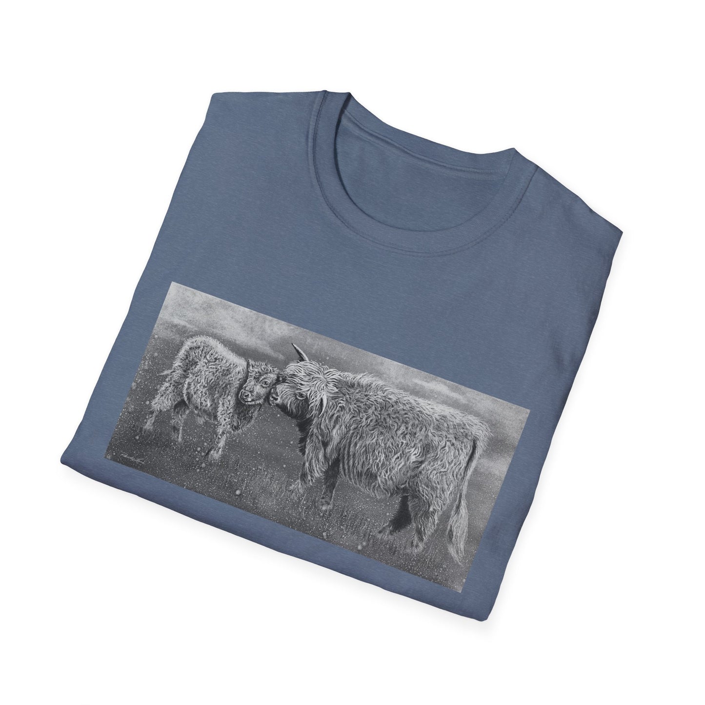 Highland Love, Highland Cow Print Unisex Softstyle T-Shirt