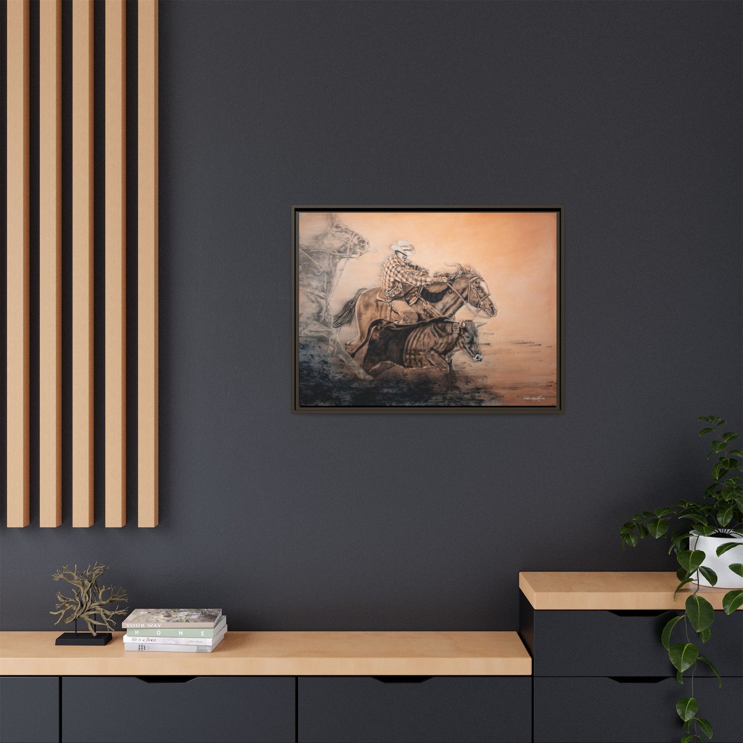 Get Some. Bulldogging Framed Stretched Matte Canvas Print