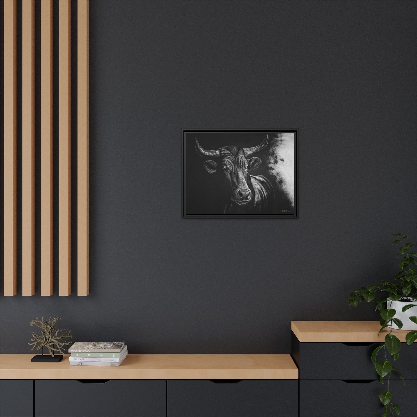 Stonebreaker. Bucking Bull Framed Stretch Matte Canvas Print