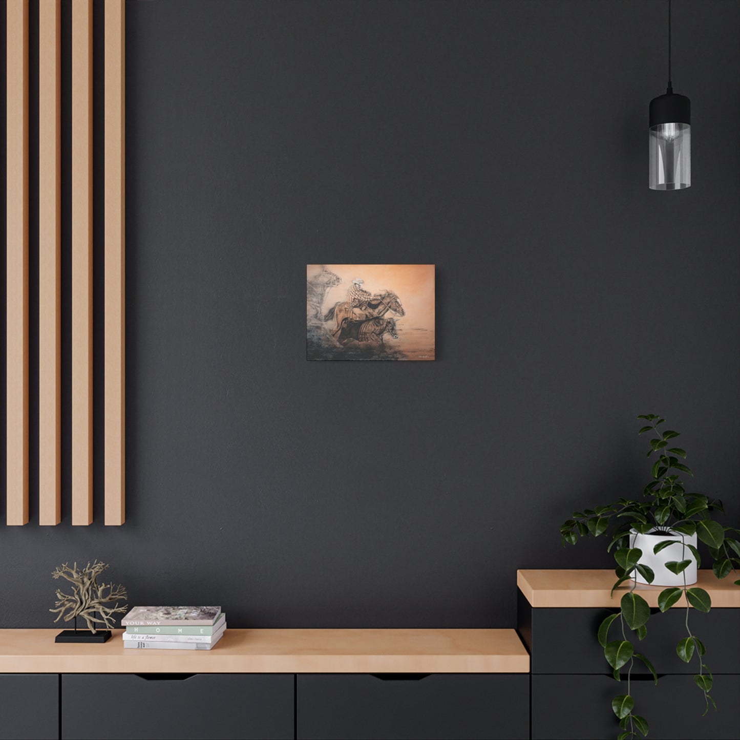 Get Some. Bulldogging Art Stretched Matte Canvas Print