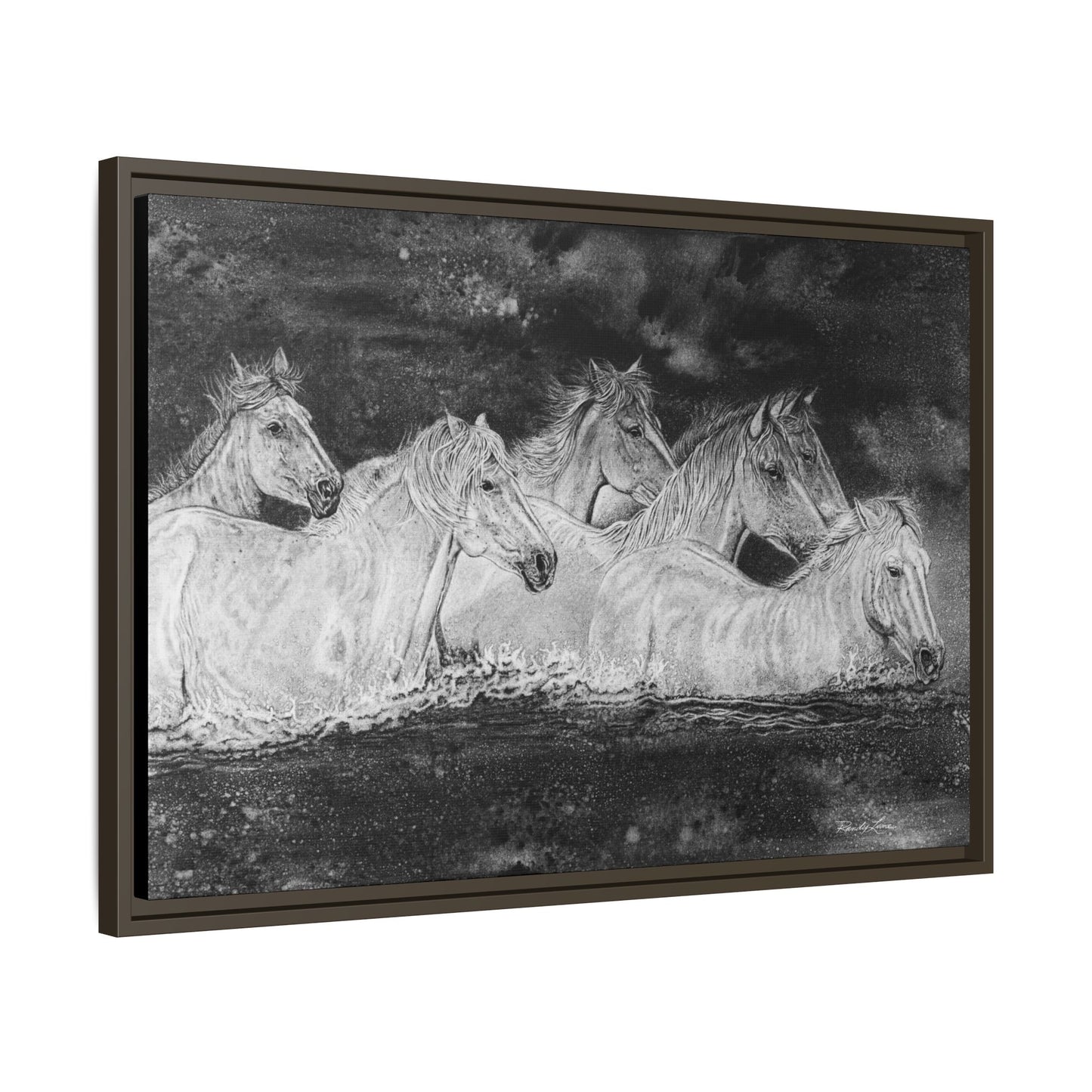 Night Swim, Framed Horse Canvas Art