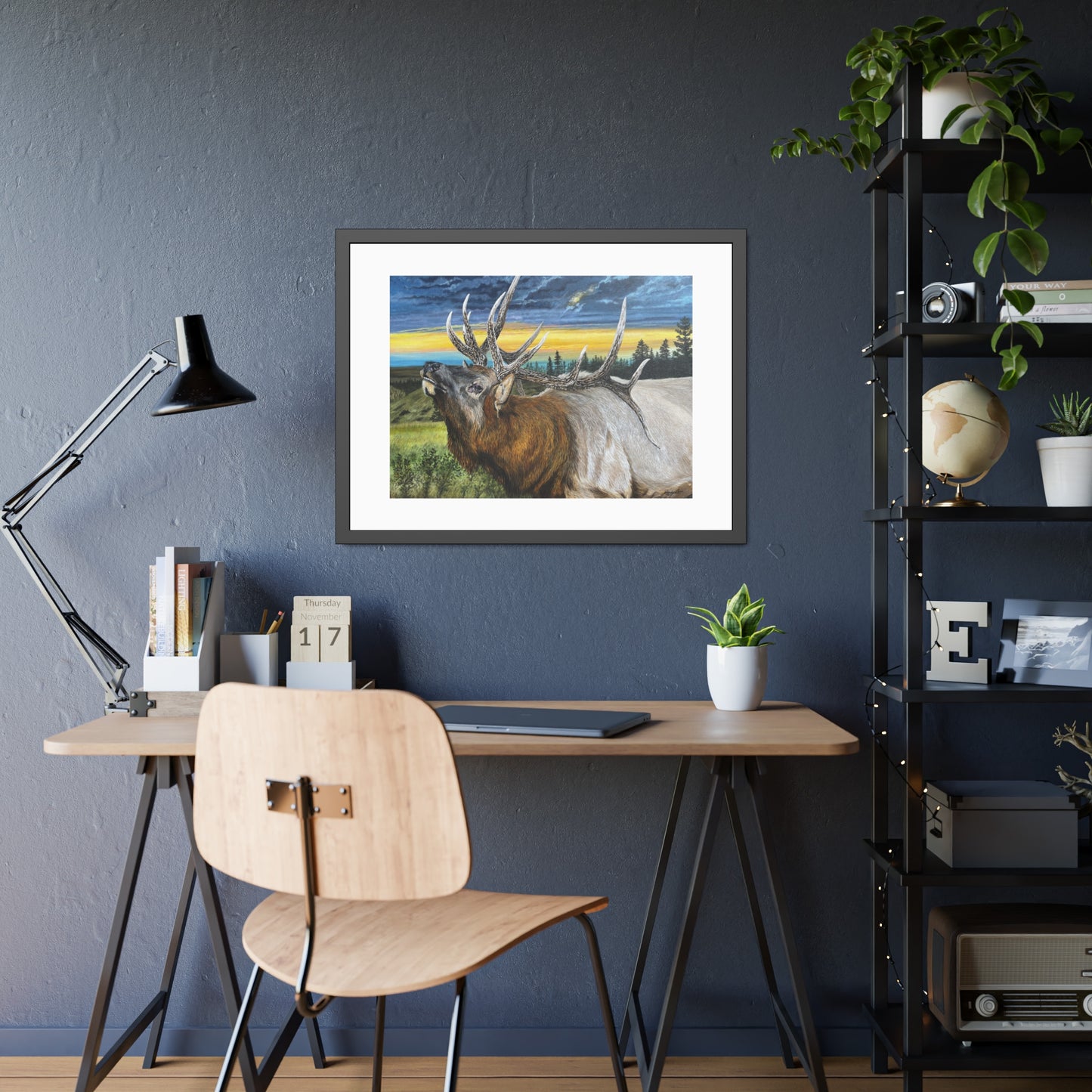 Sunset Serenade, Elk Framed Fine Art Print