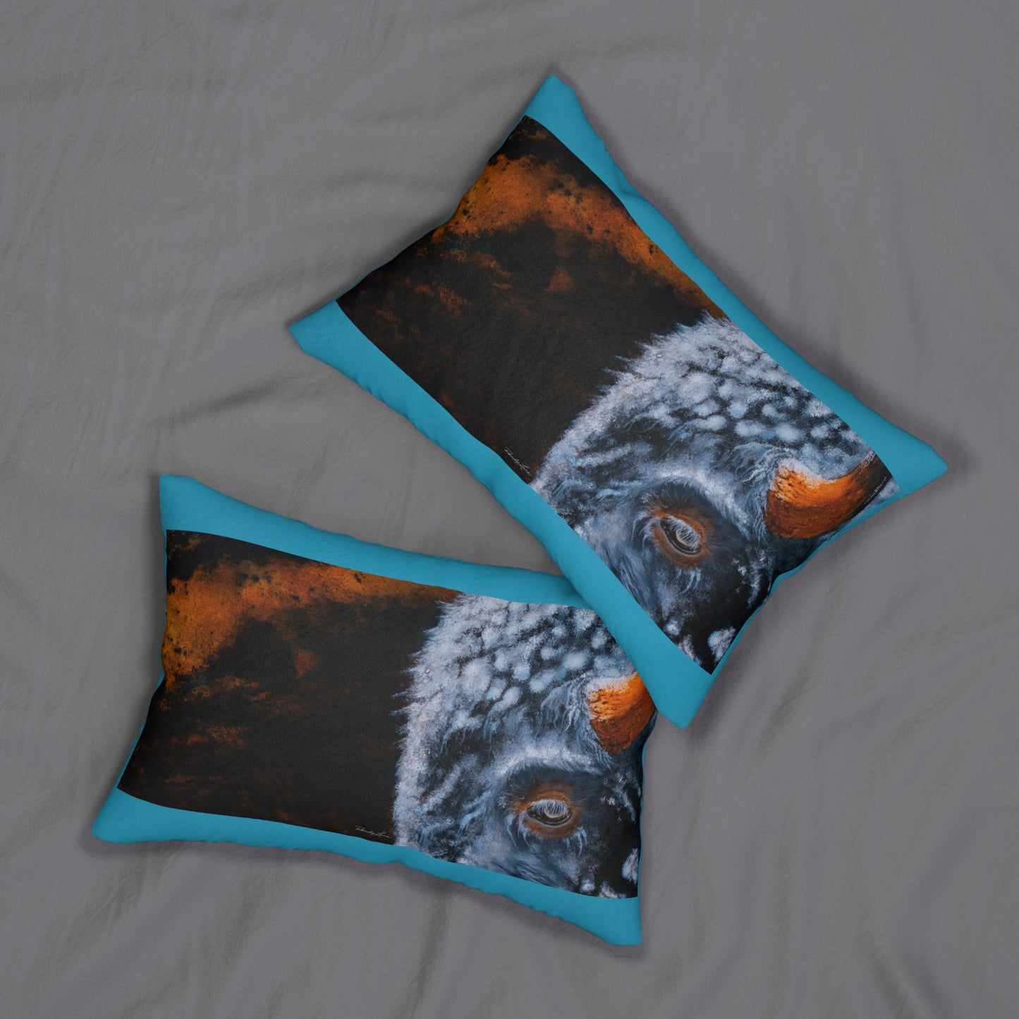 Storm Bison, Bohemian Spun Polyester Lumbar Pillow