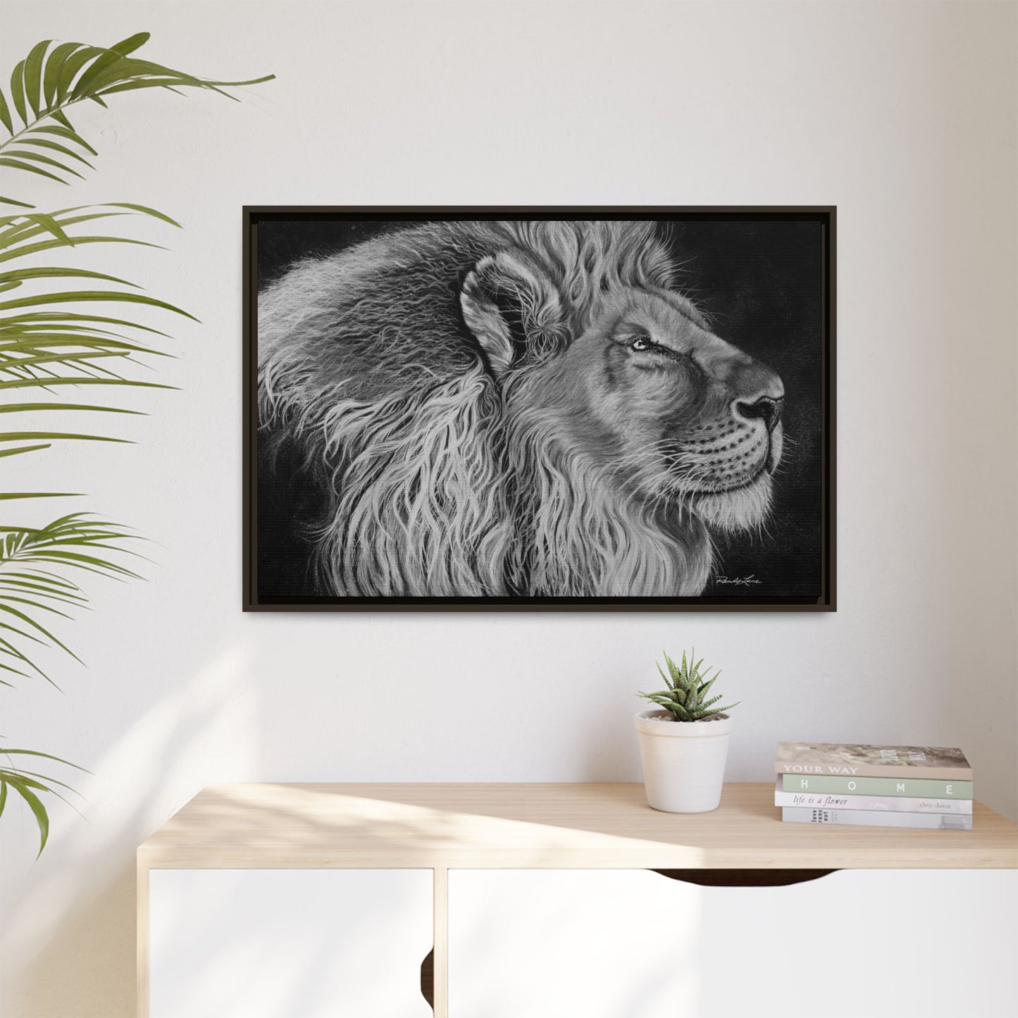 King of Cool, Majestic Lion Framed Canvas Art