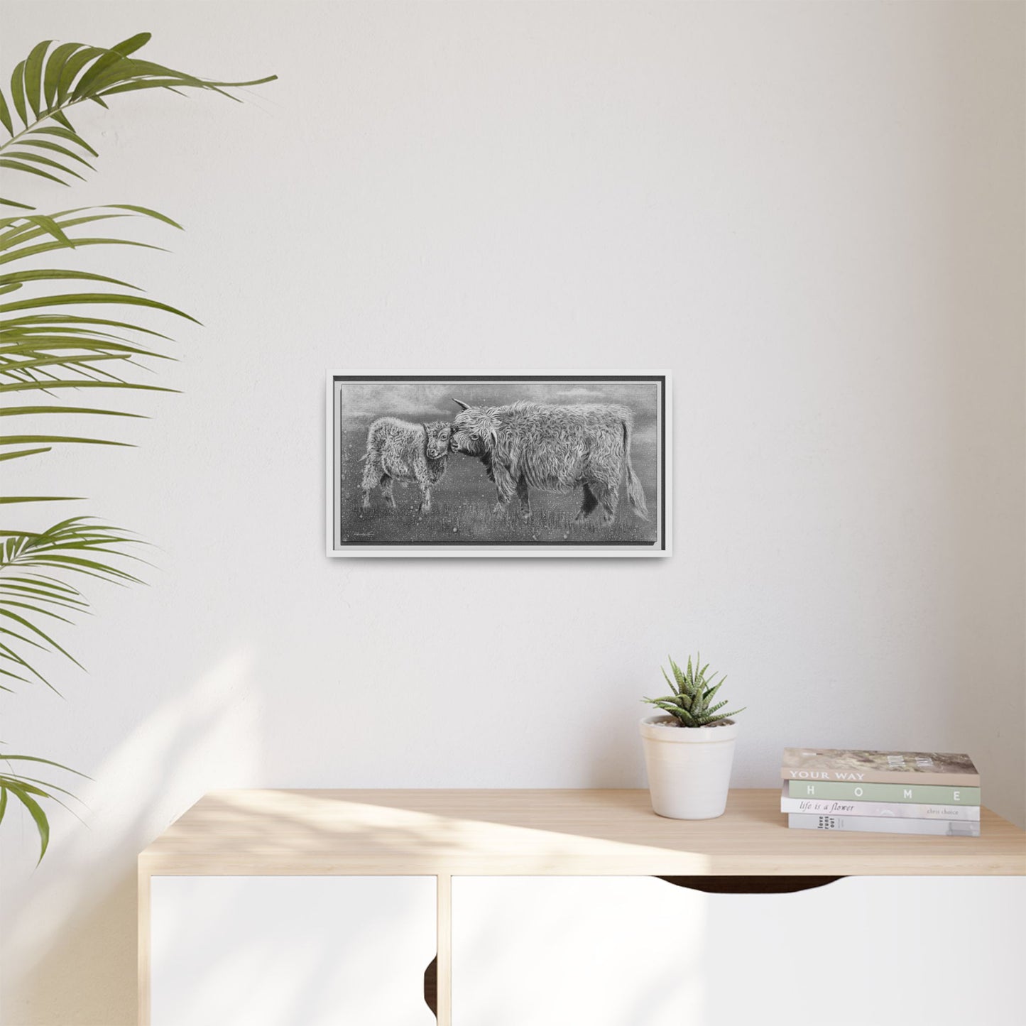 Highland Love, Highland Cattle Framed Canvas Art Print
