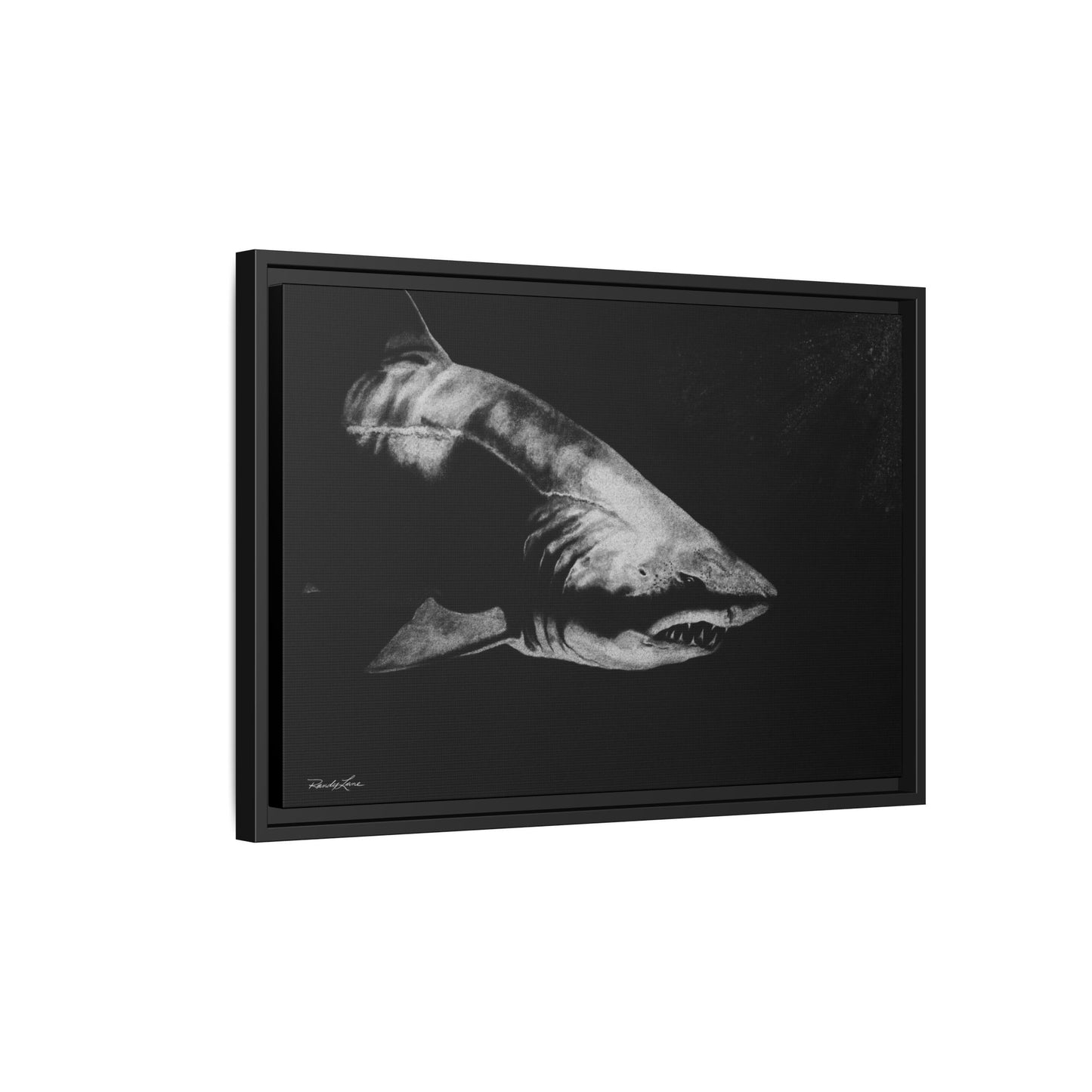 Below, Framed Shark Fine Art Print, Matte Canvas Wall Decor