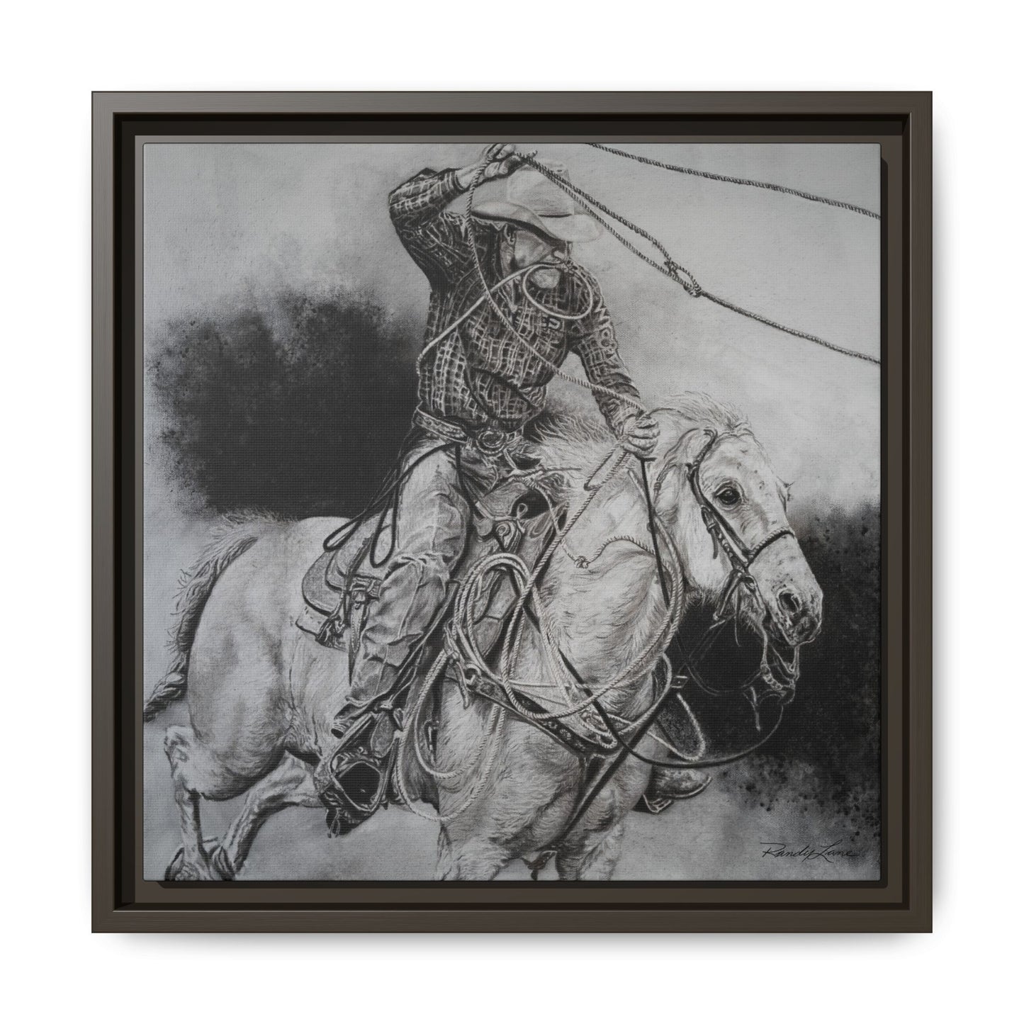 Let it Fly, Rodeo Tie-down Roper Painting, Matte Framed Stretched Canvas