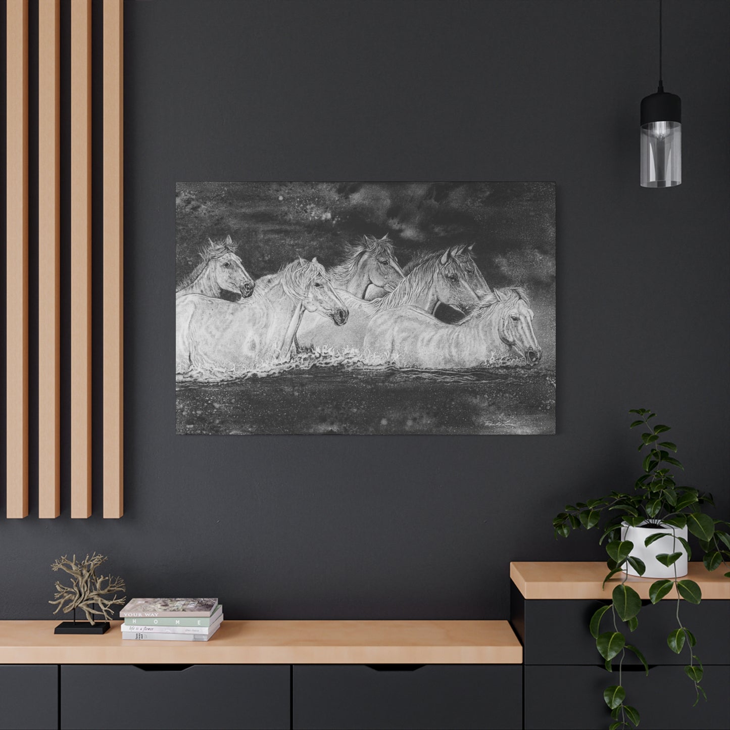 Night Swim, Horse Artwork Canvas Print