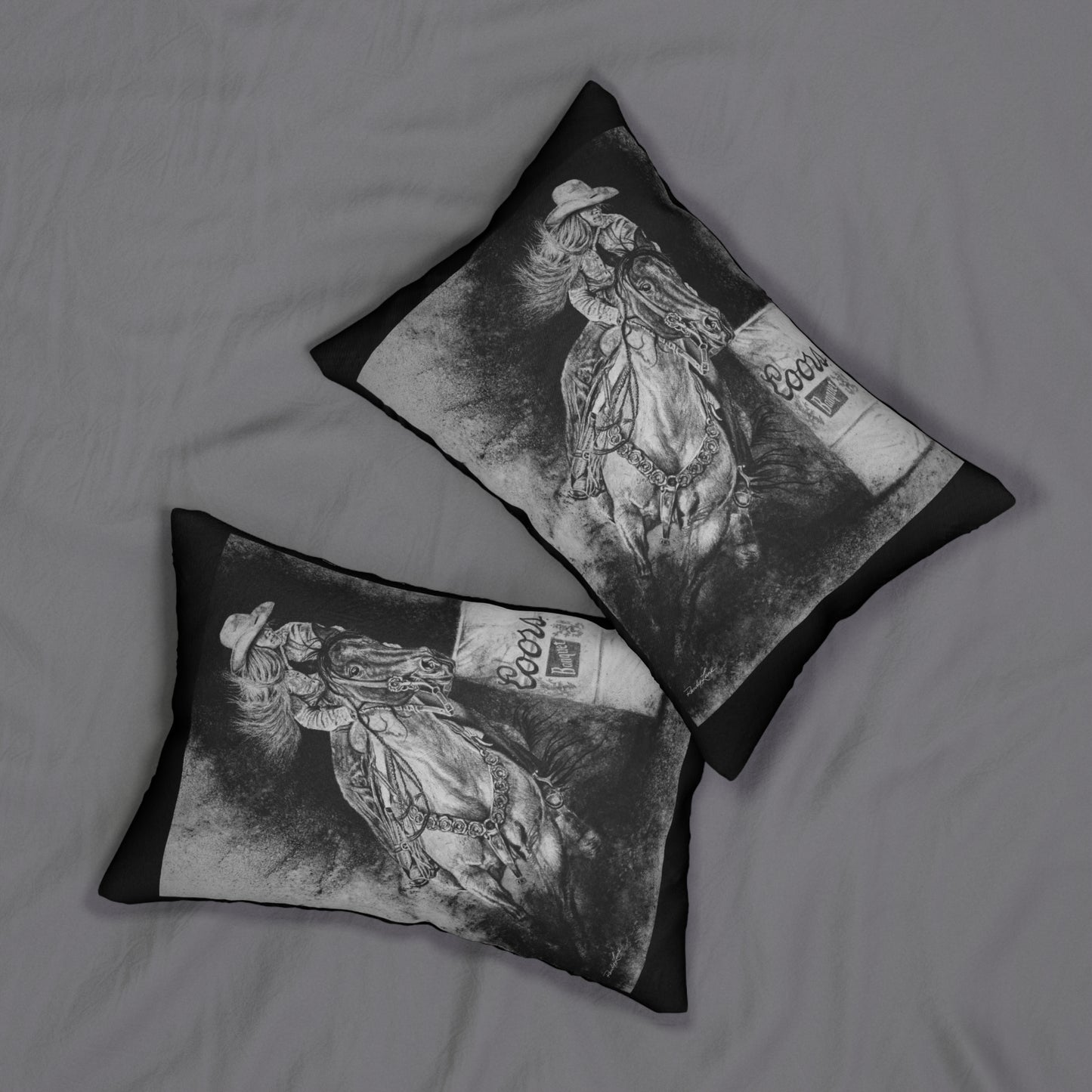 Sophie's Run. Rodeo Barrel Racer Lumbar Pillow