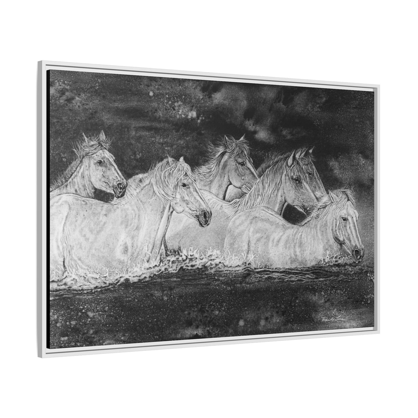 Night Swim, Framed Horse Canvas Art