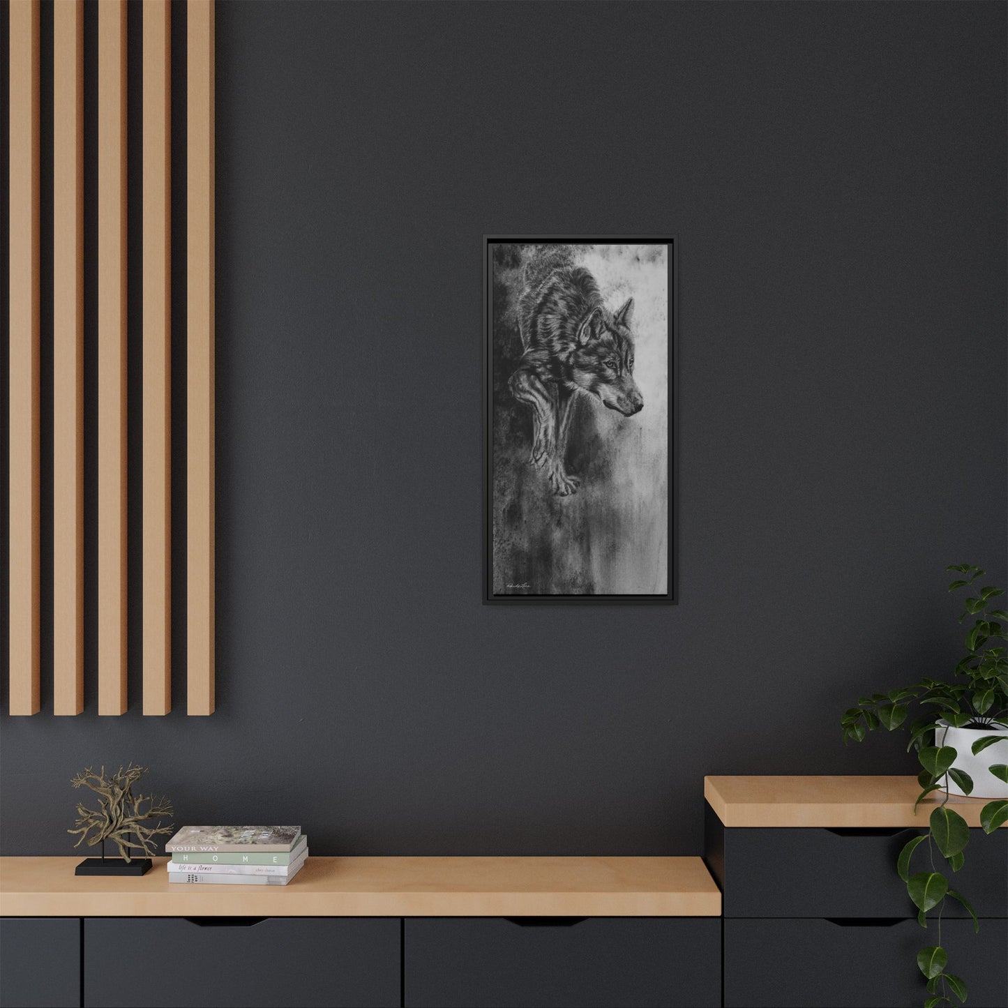 Specter, Wolf Portrait Framed Matte Canvas Wall Art