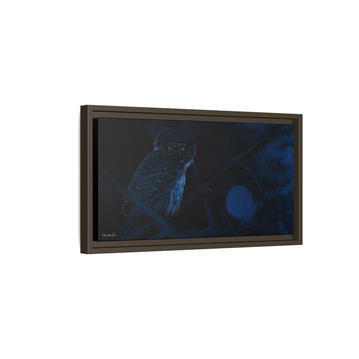 Bright Eyes, Framed Owl Canvas Art Print